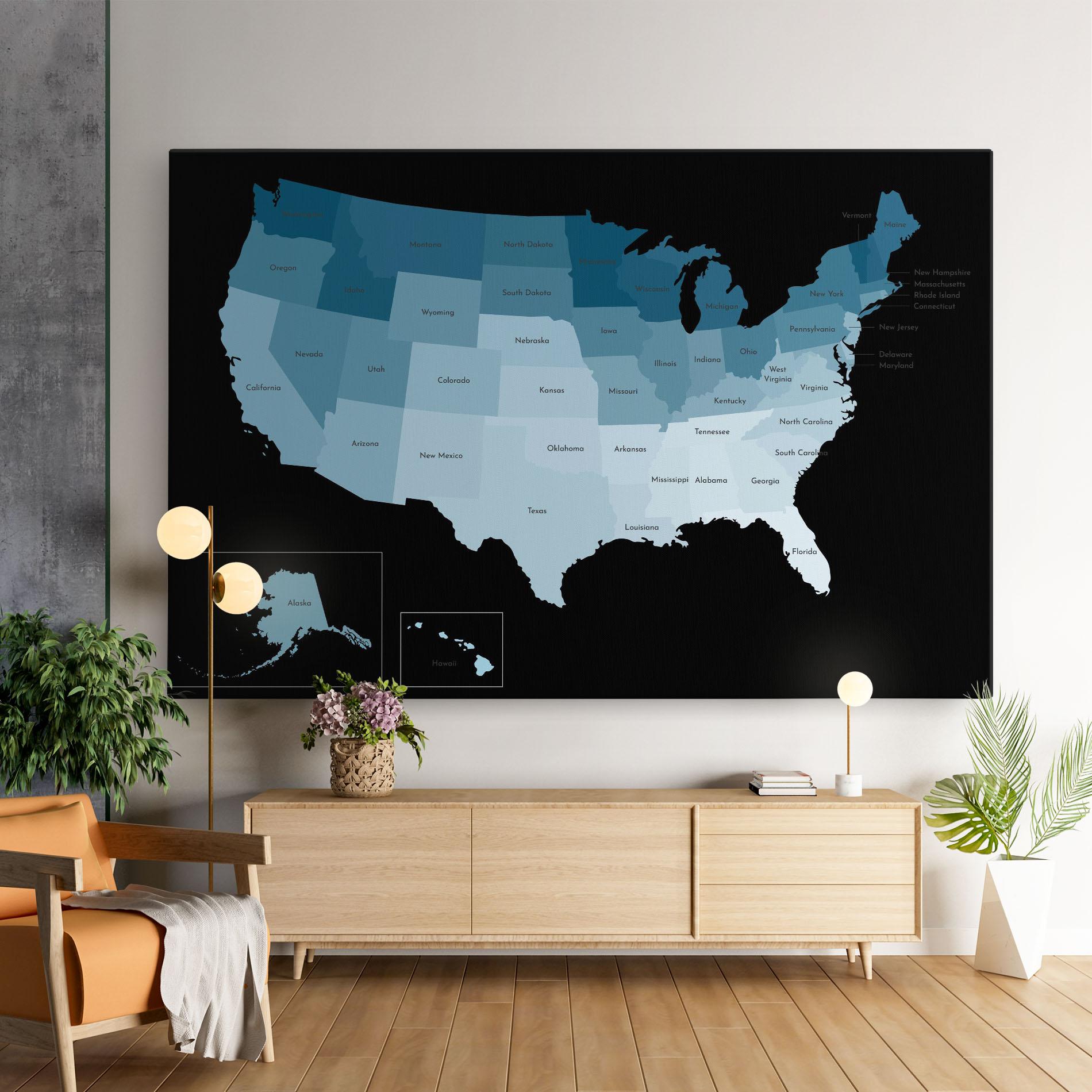 Картина на платно Sua Blue Map mockup 9