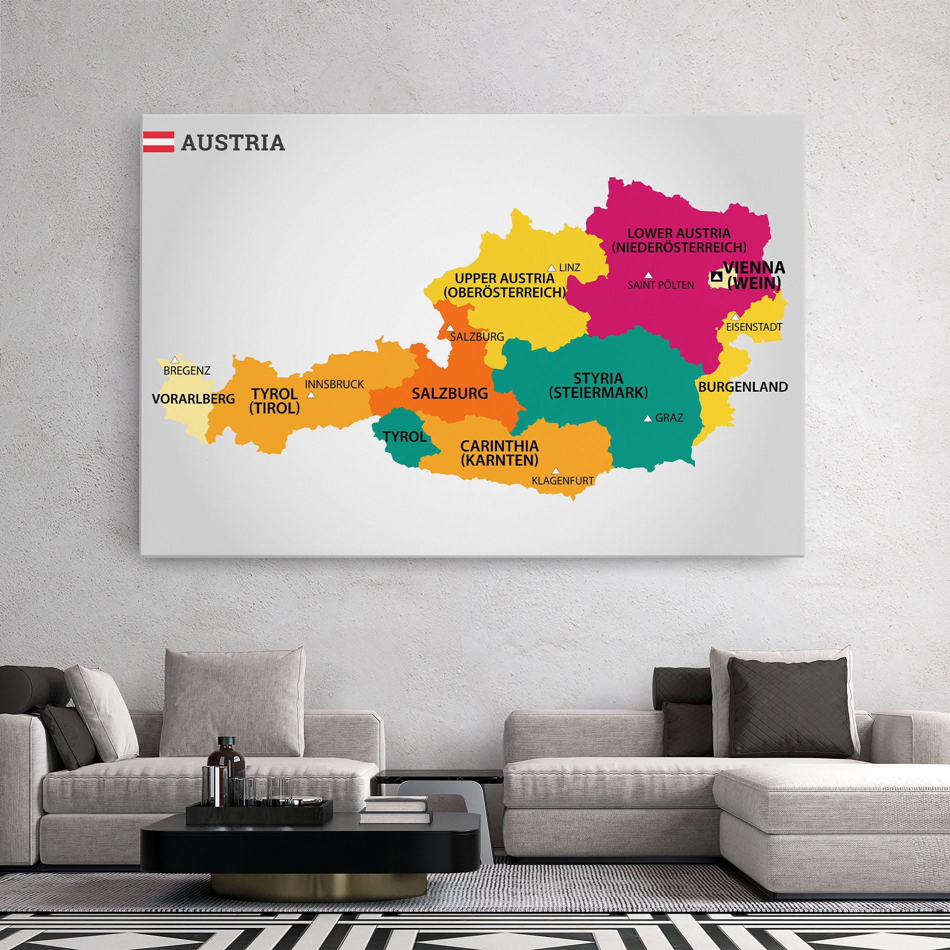 Картина на платно Austria Color Map mockup 2