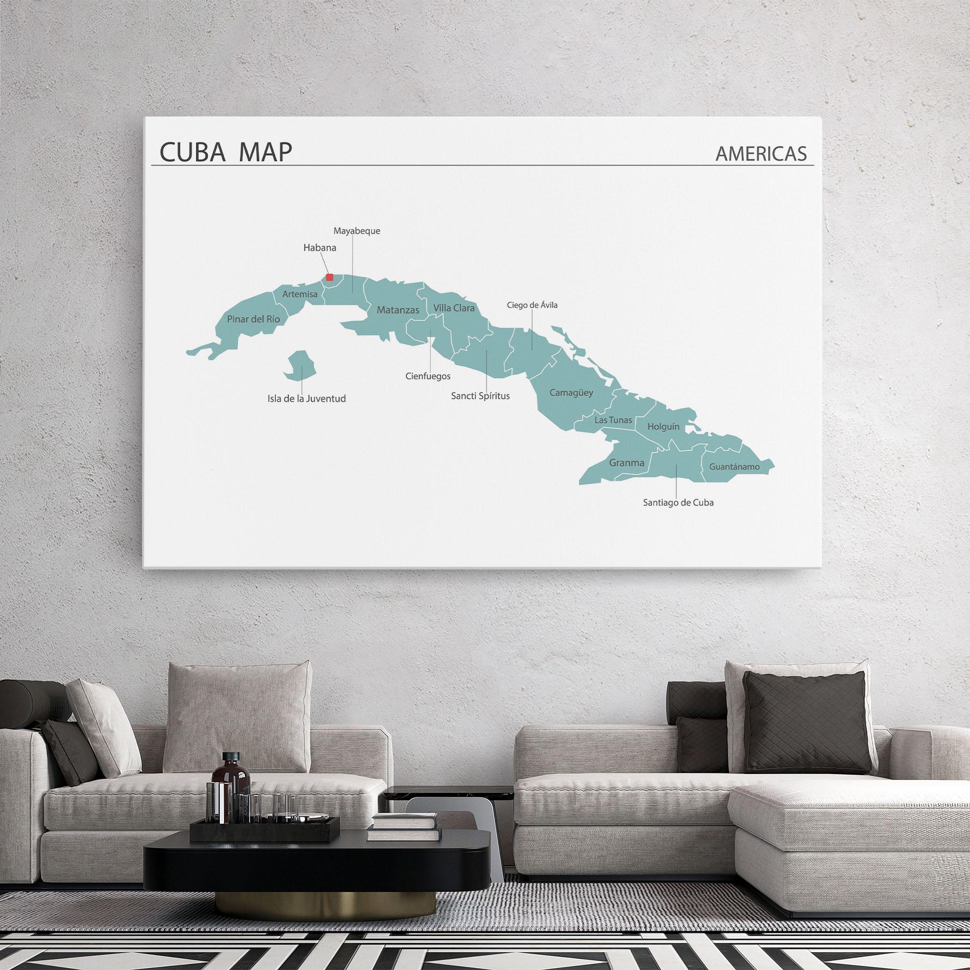 Картина на платно Cuba Map mockup 2