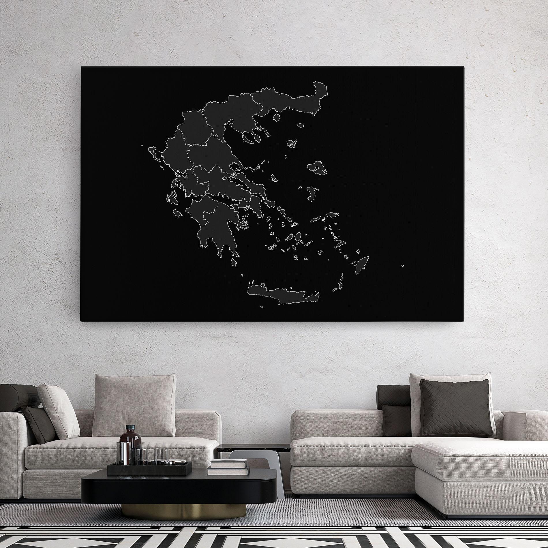 Картина на платно Greece Grey Map mockup 2