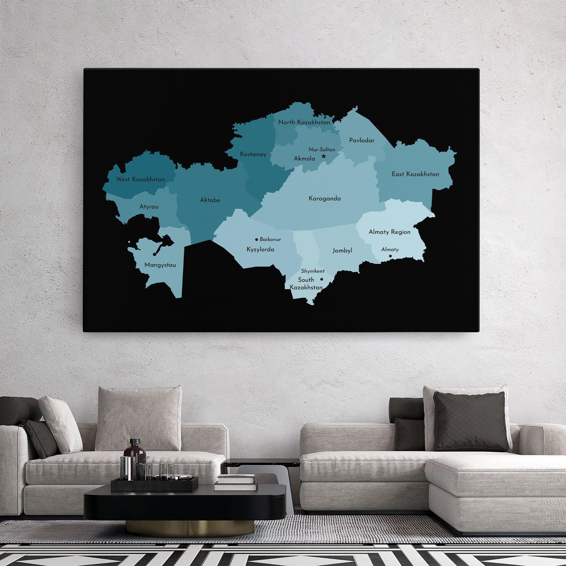 Картина на платно Kazahstan Blue Map mockup 2