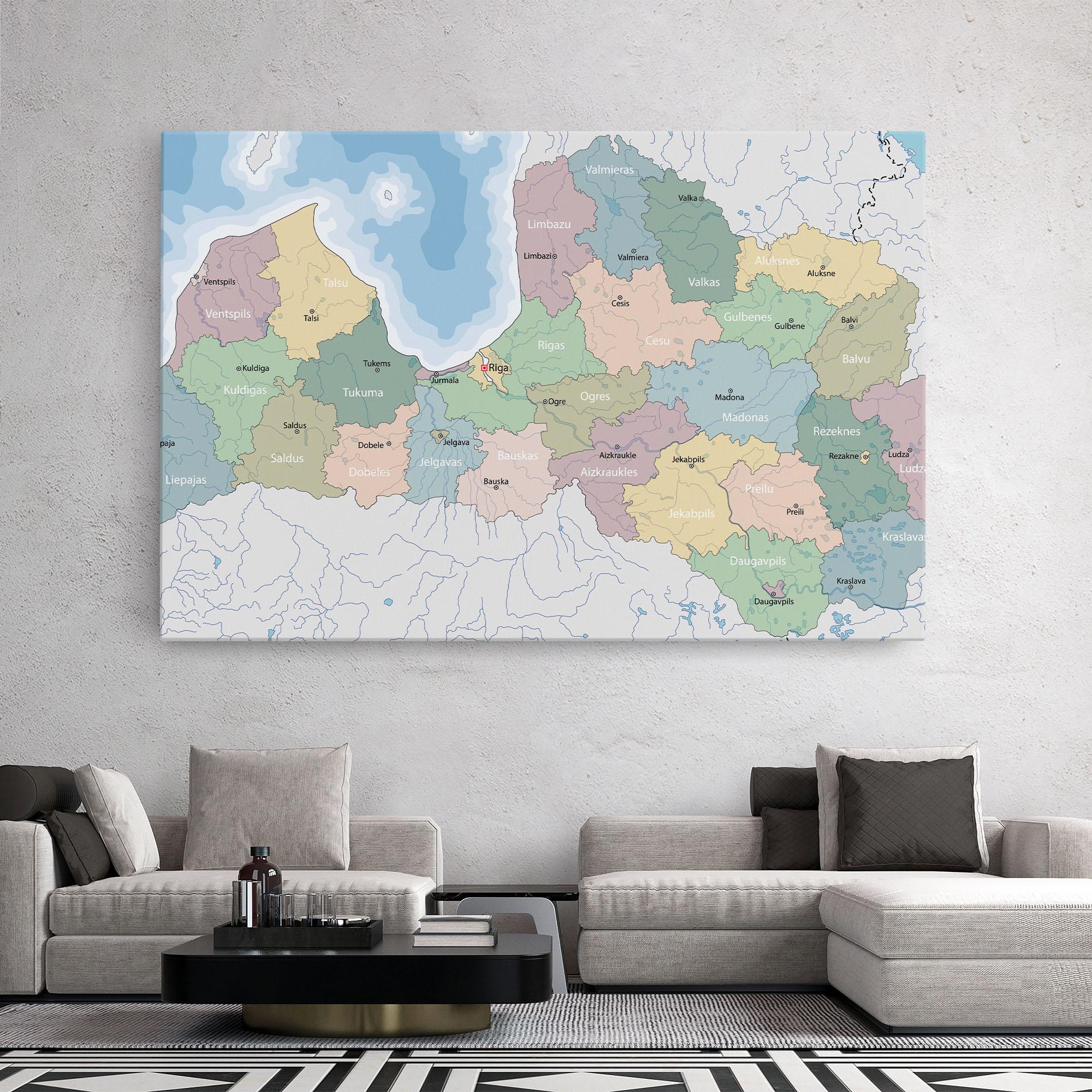 Картина на платно Latvia Color Map mockup 2