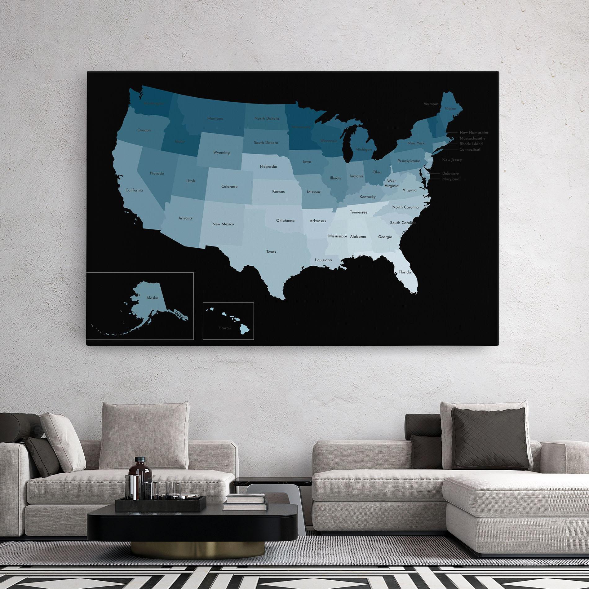 Картина на платно Sua Blue Map mockup 2