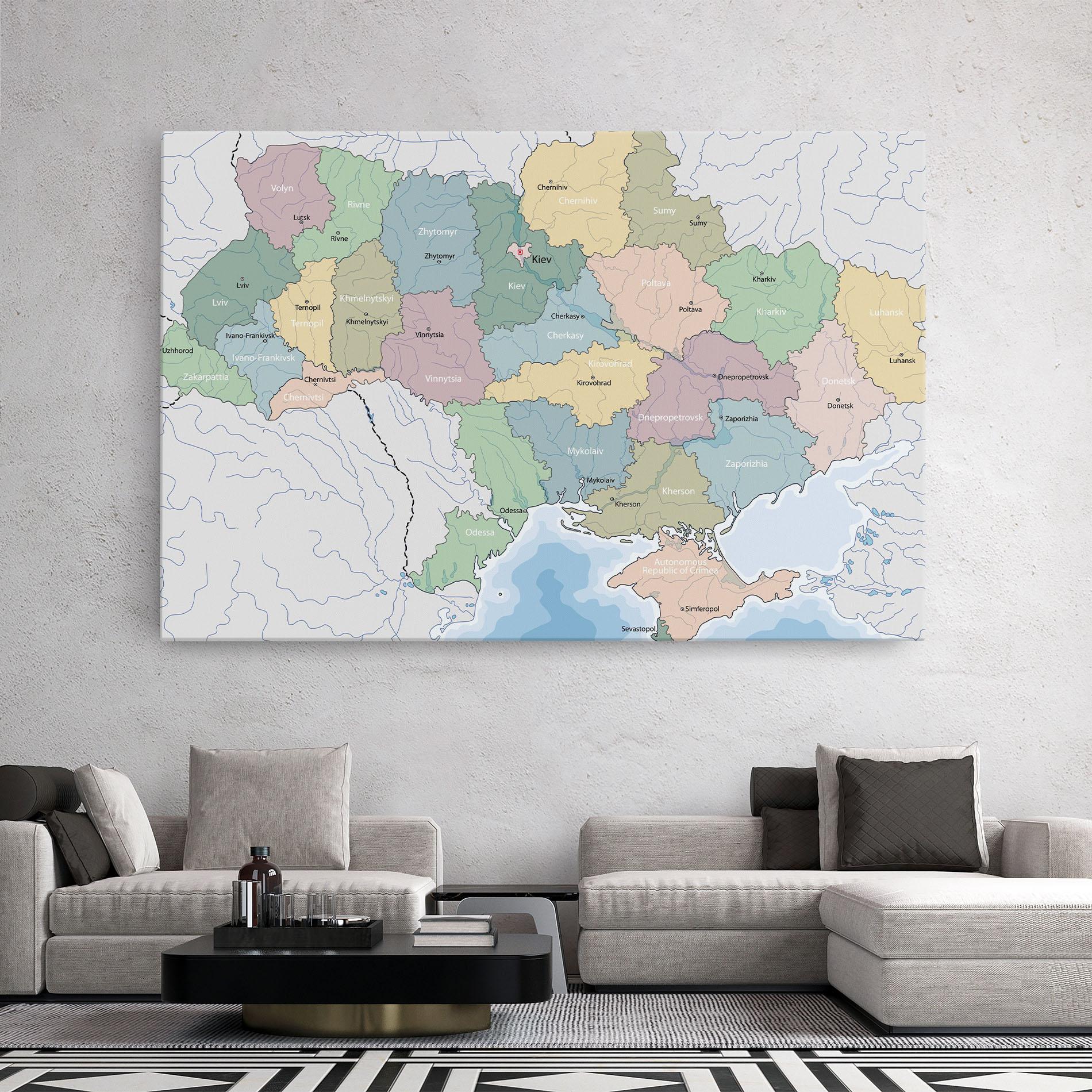 Картина на платно Ukraine Map mockup 2
