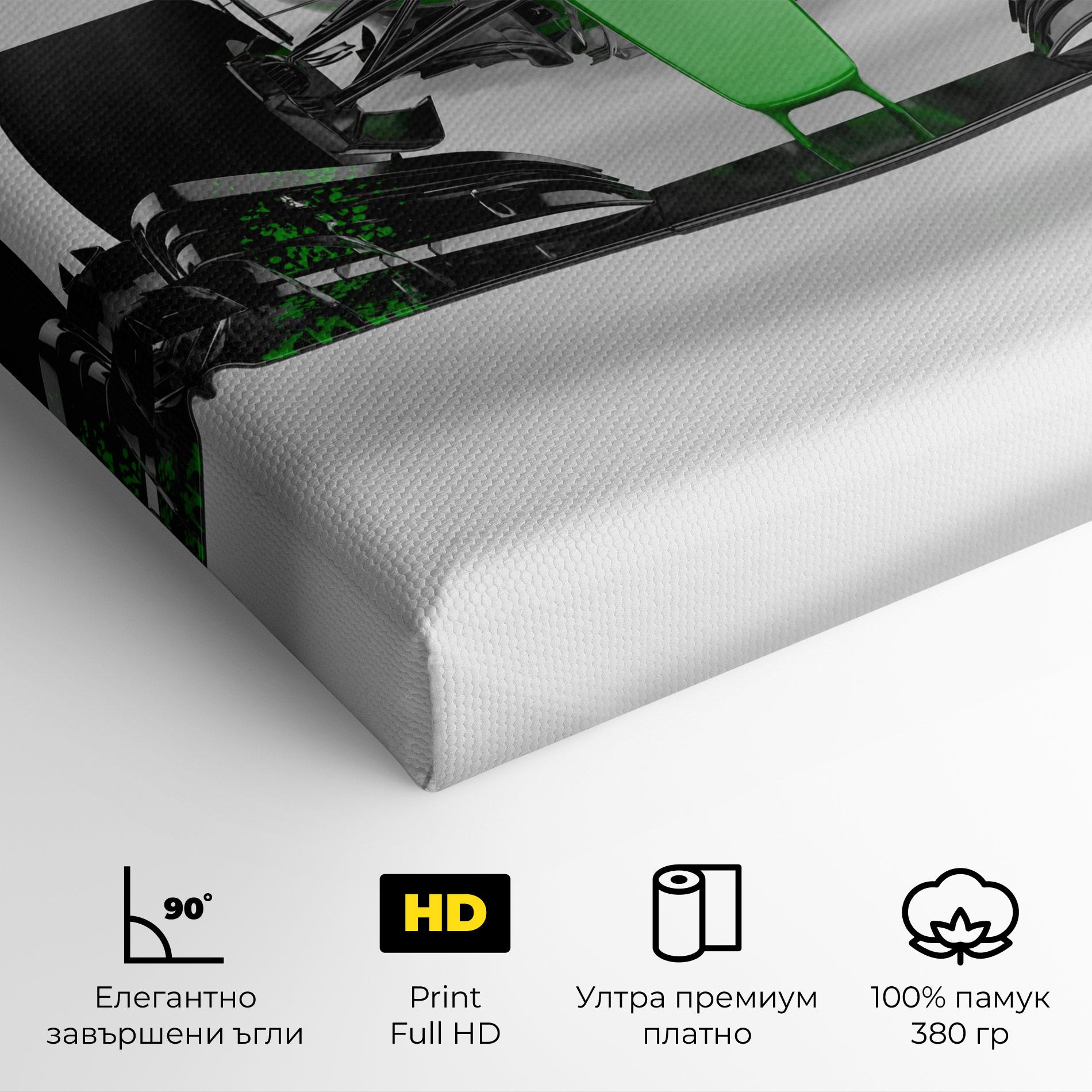 Картина на платно Green F1 Car mockup 4