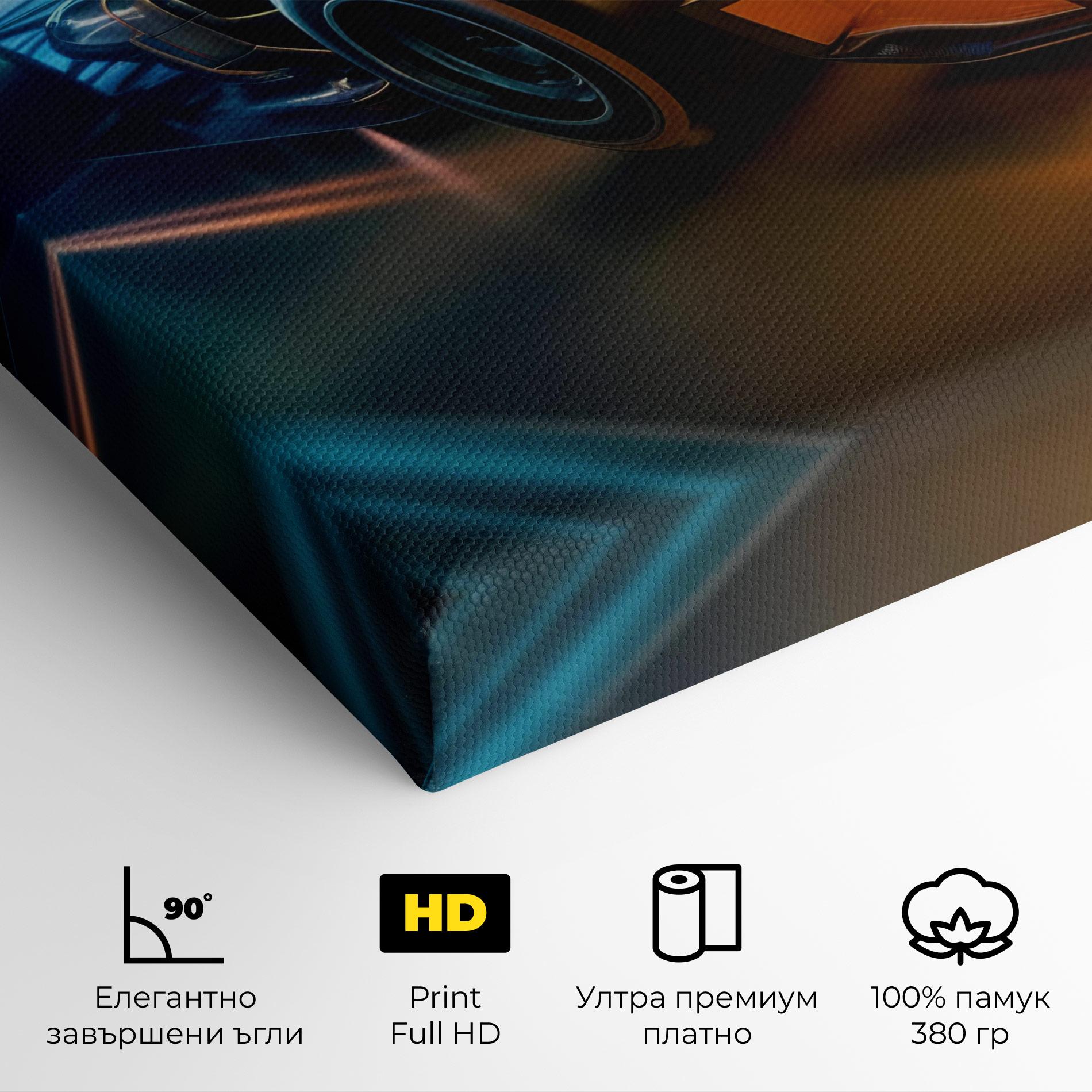 Картина на платно Yellow Blue F1 mockup 4