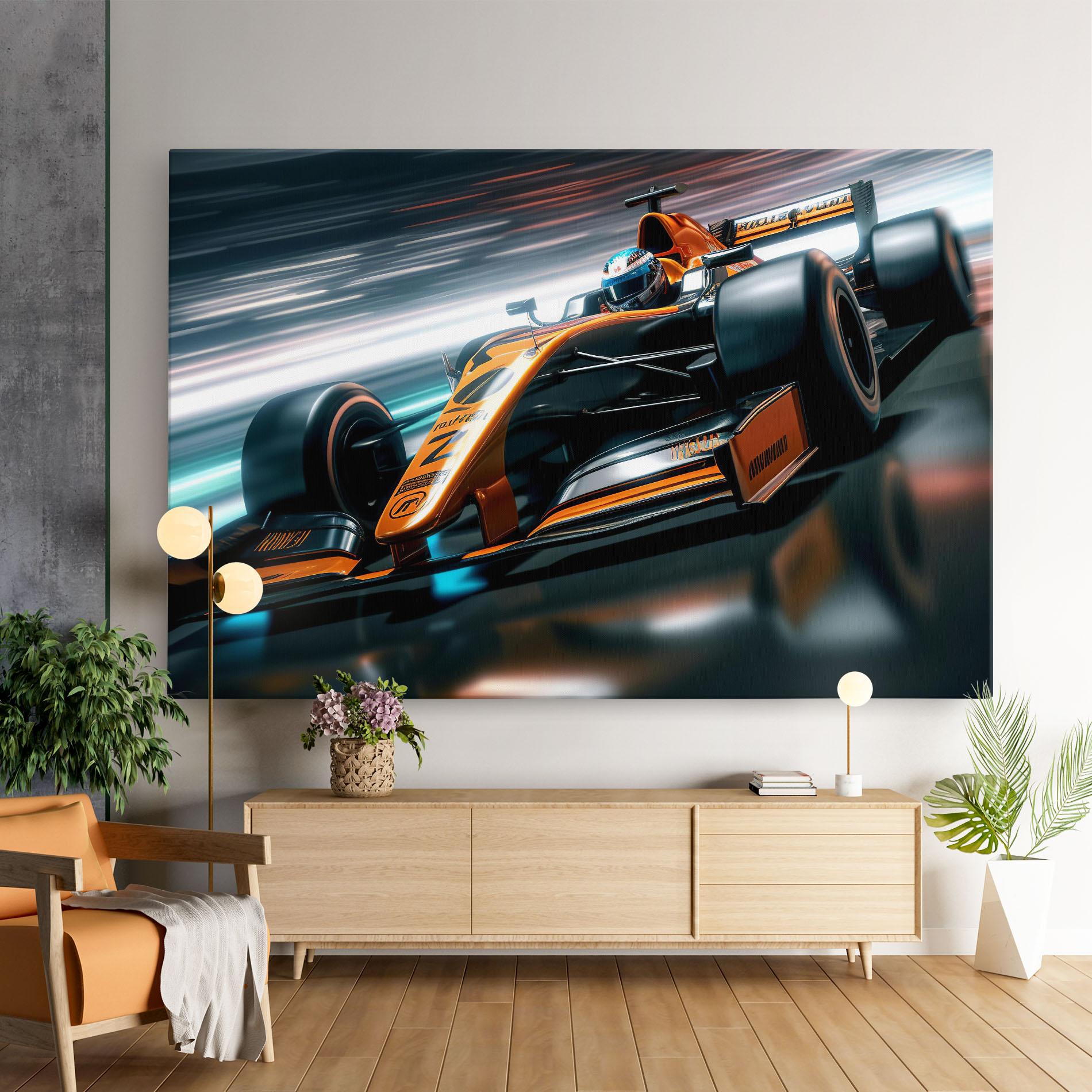 Картина на платно Orange F1 Car mockup 9
