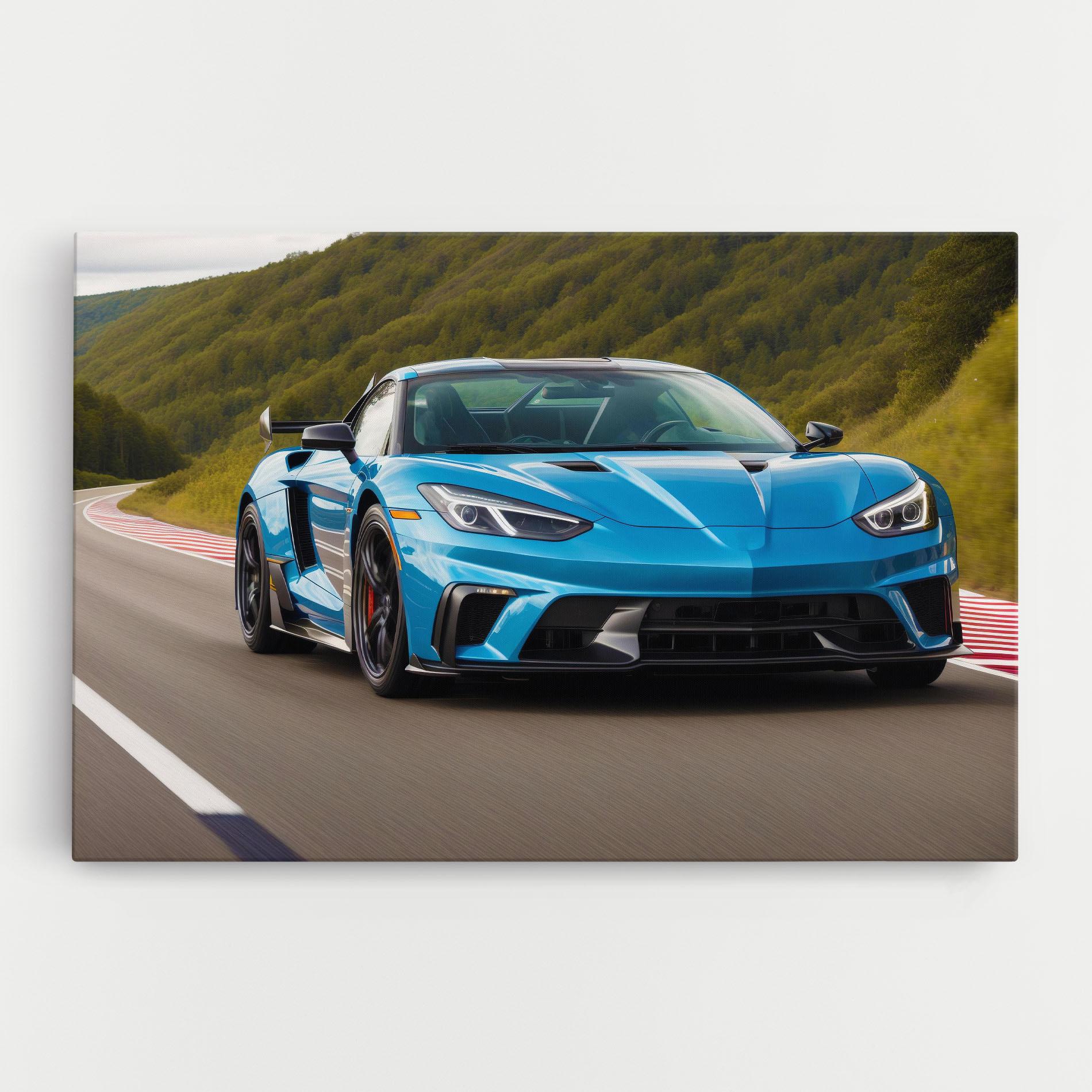 Картина на платно Blue Sport Car mockup 0