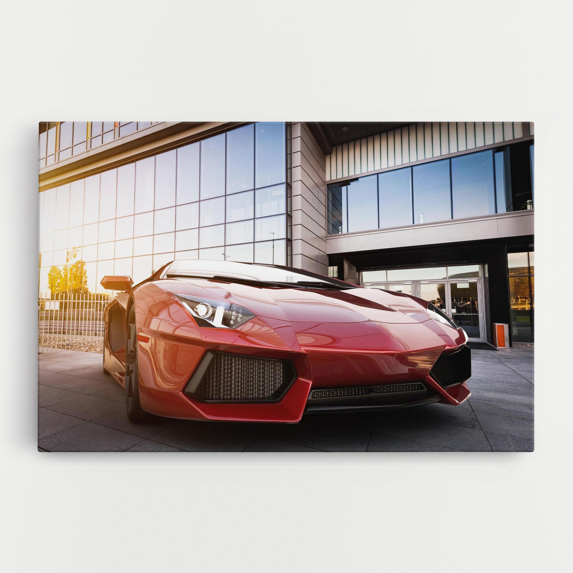 Картина на платно Red Lambo Outside mockup 0
