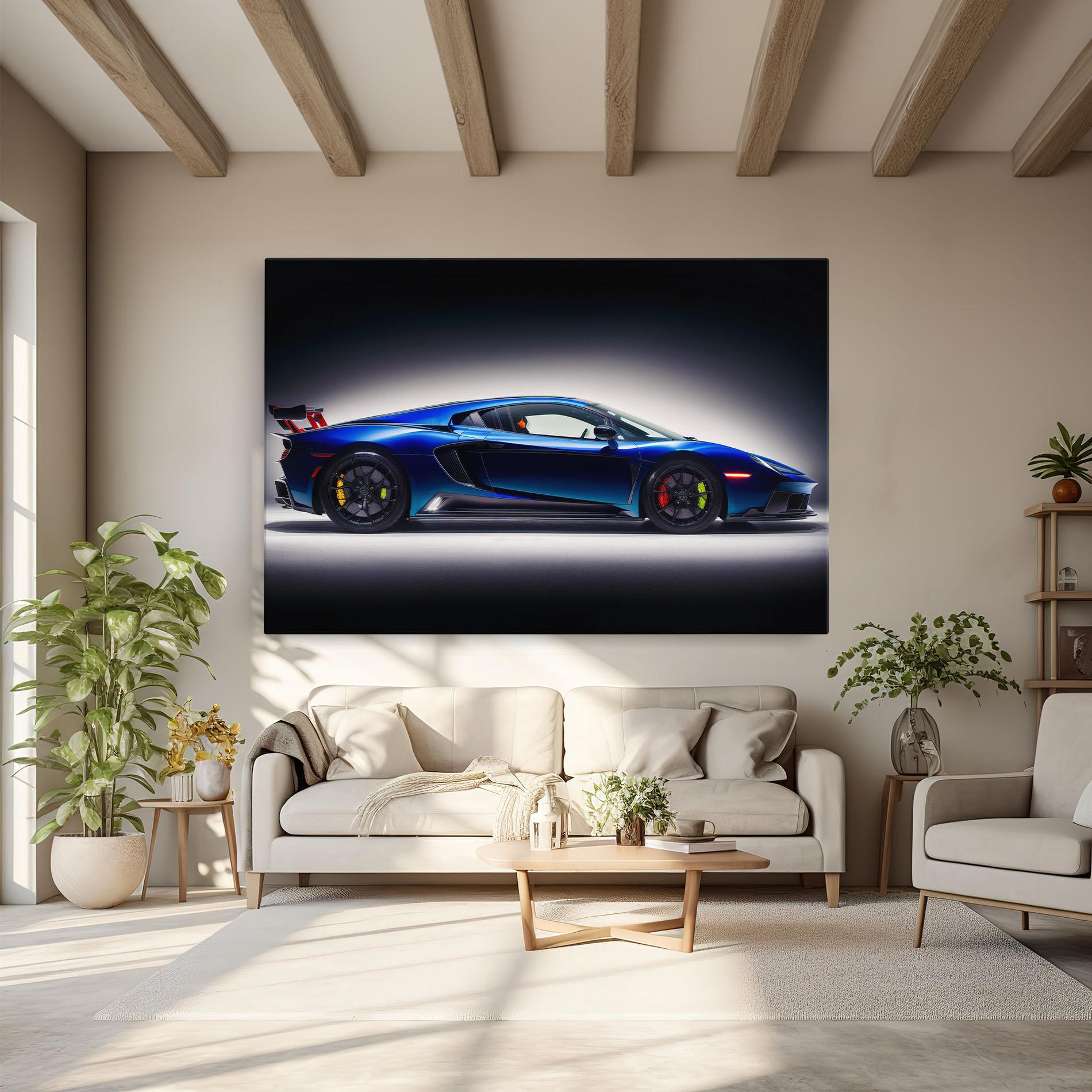 Картина на платно Blue Hypercar Side mockup 6