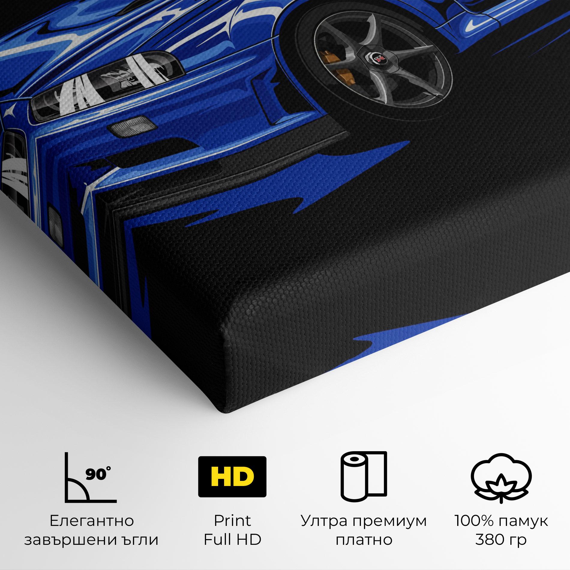 Картина на платно Sport Blue Car mockup 4