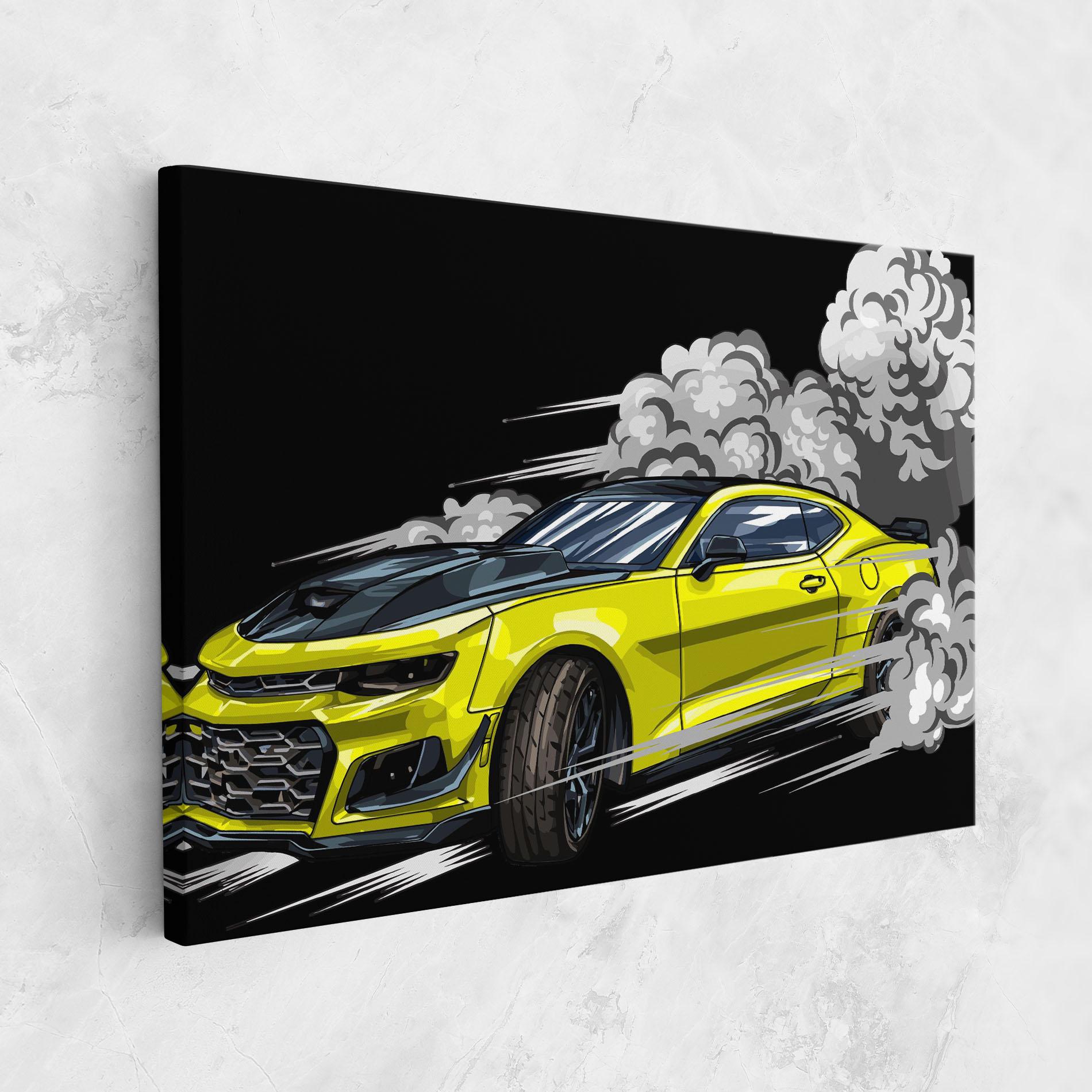 Картина на платно Racing Car Smoke mockup 1