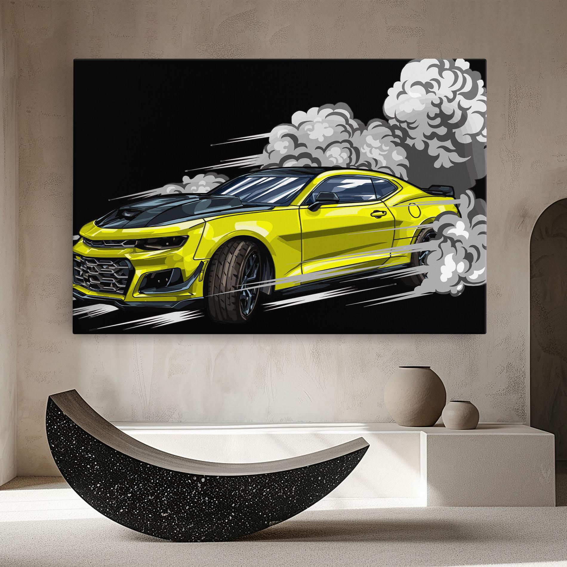 Картина на платно Racing Car Smoke mockup 8