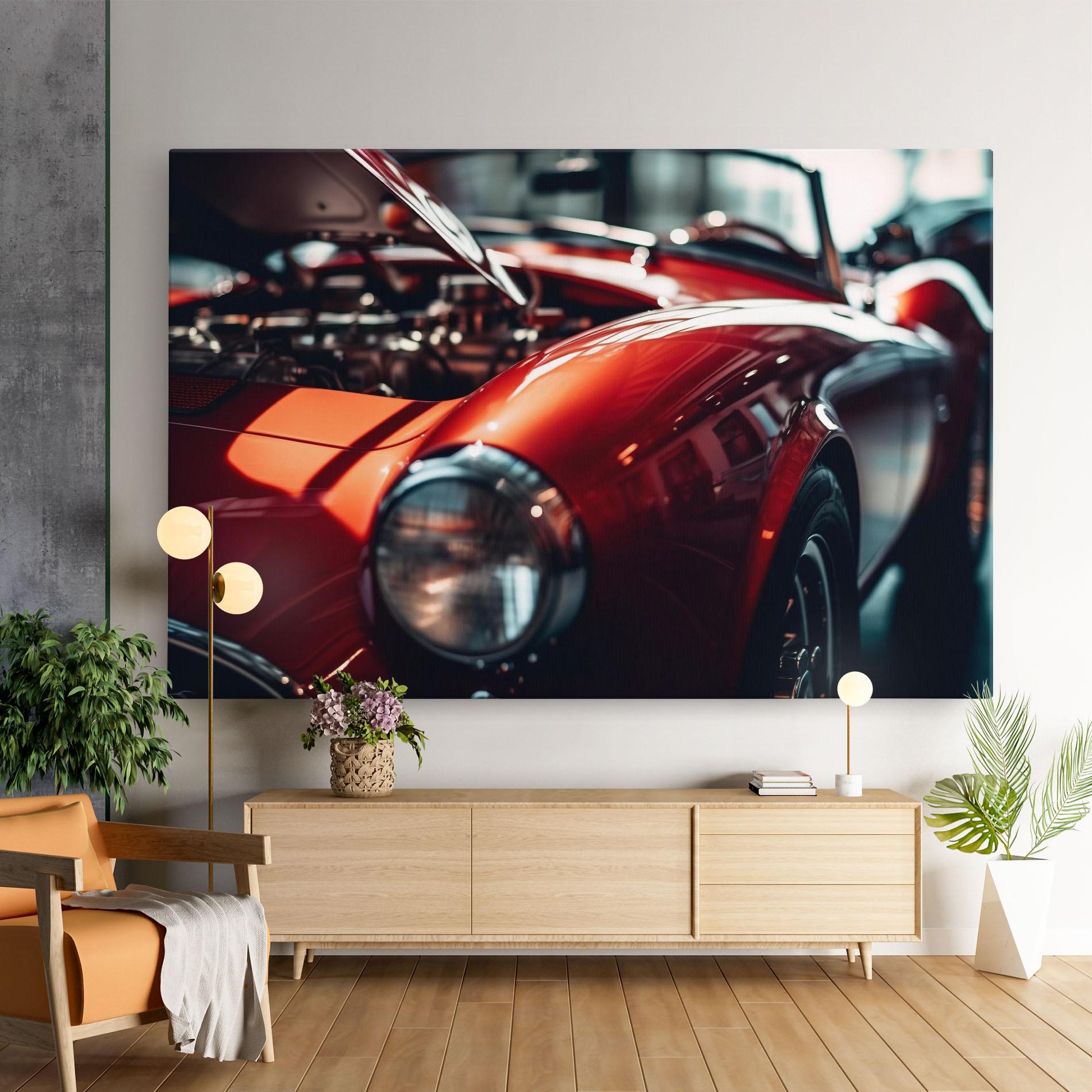 Картина на платно Old Vintage Red Car mockup 9