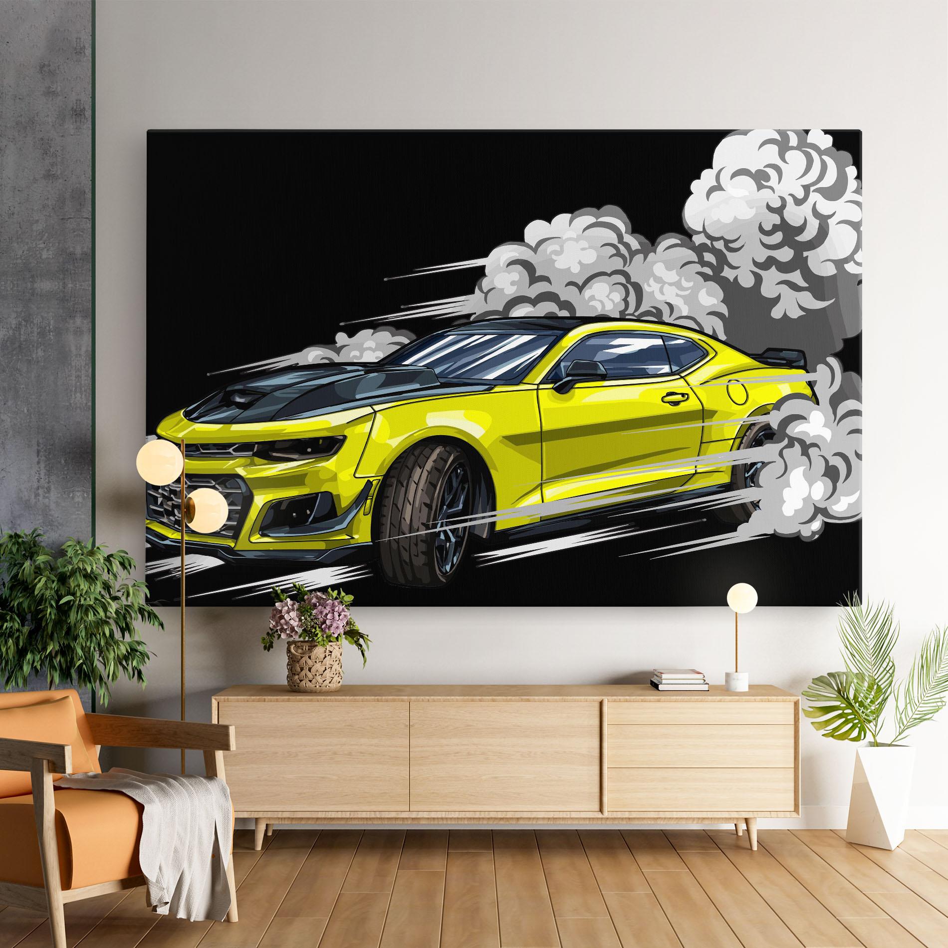 Картина на платно Racing Car Smoke mockup 9