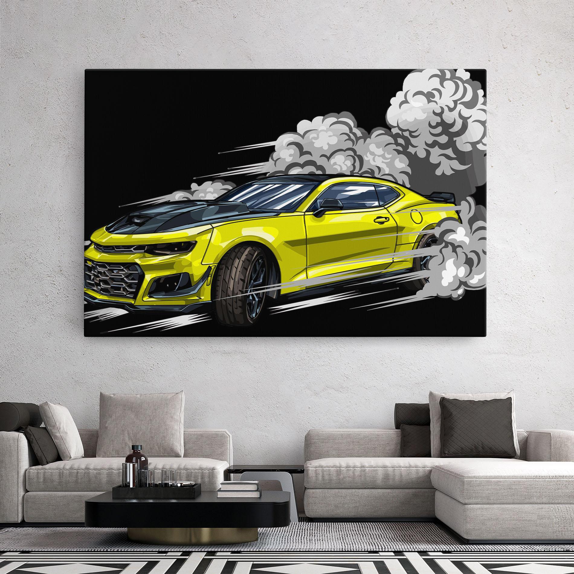 Картина на платно Racing Car Smoke mockup 2