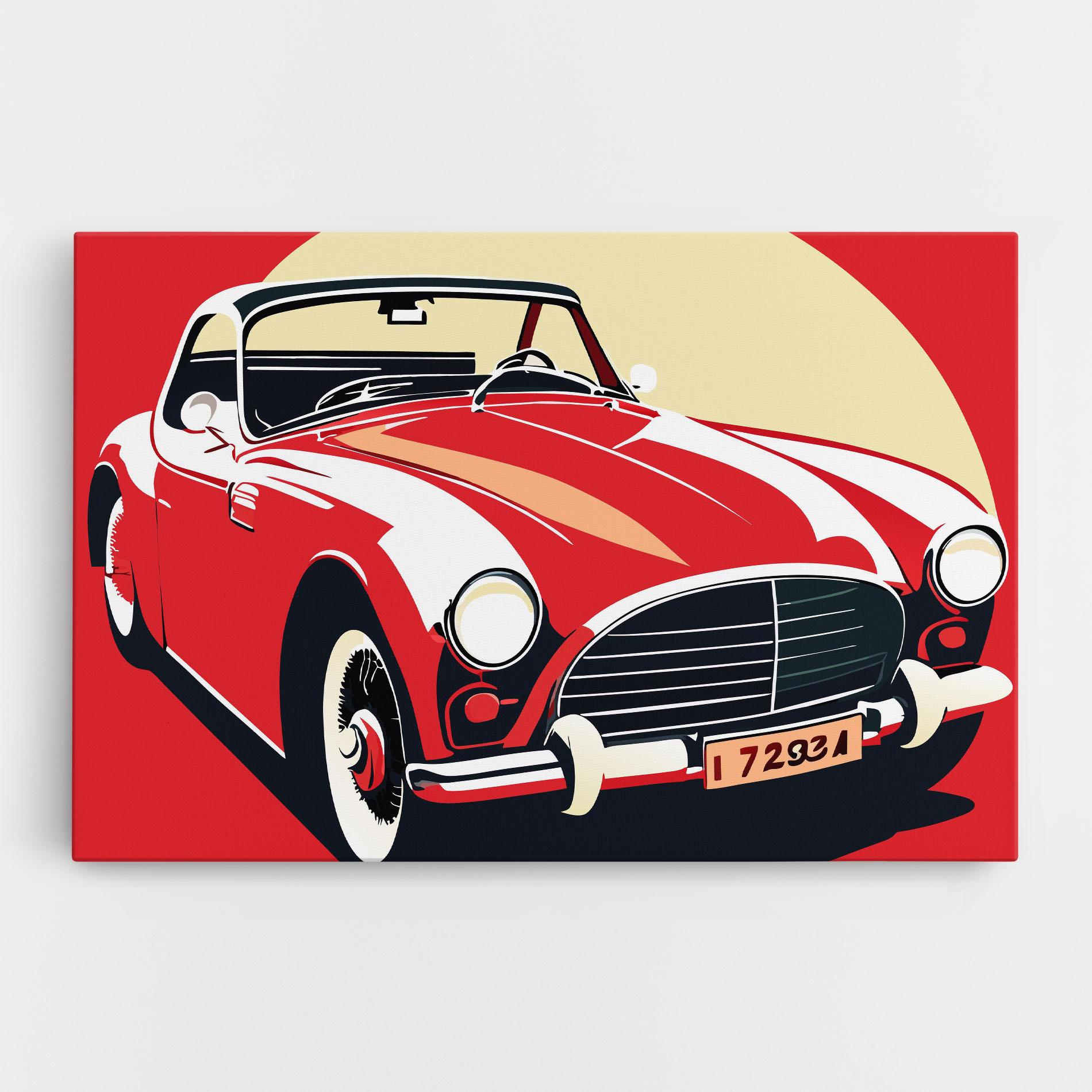 Картина на платно Red Vintage Car mockup 0