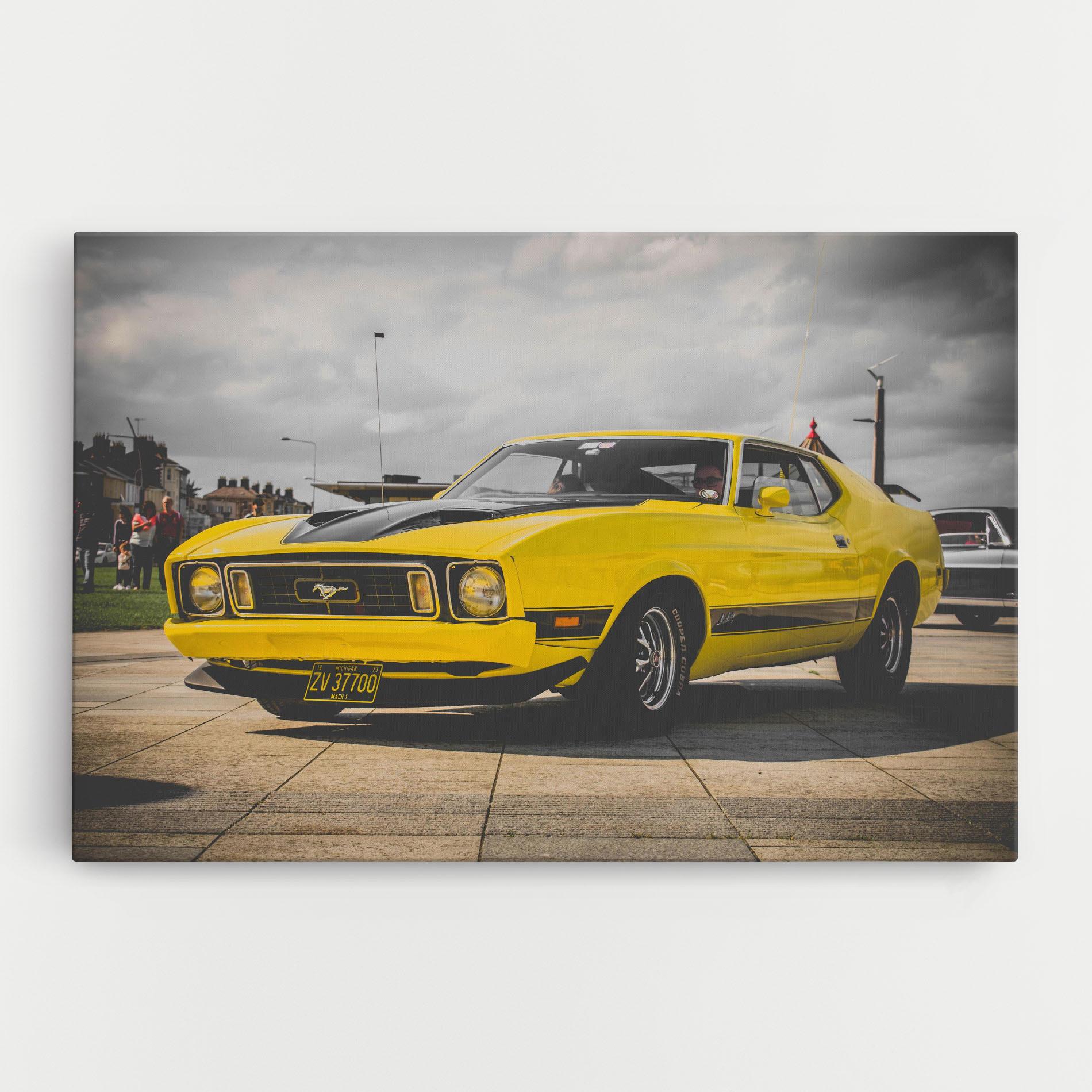 Картина на платно Vintage Yellow Car mockup 0