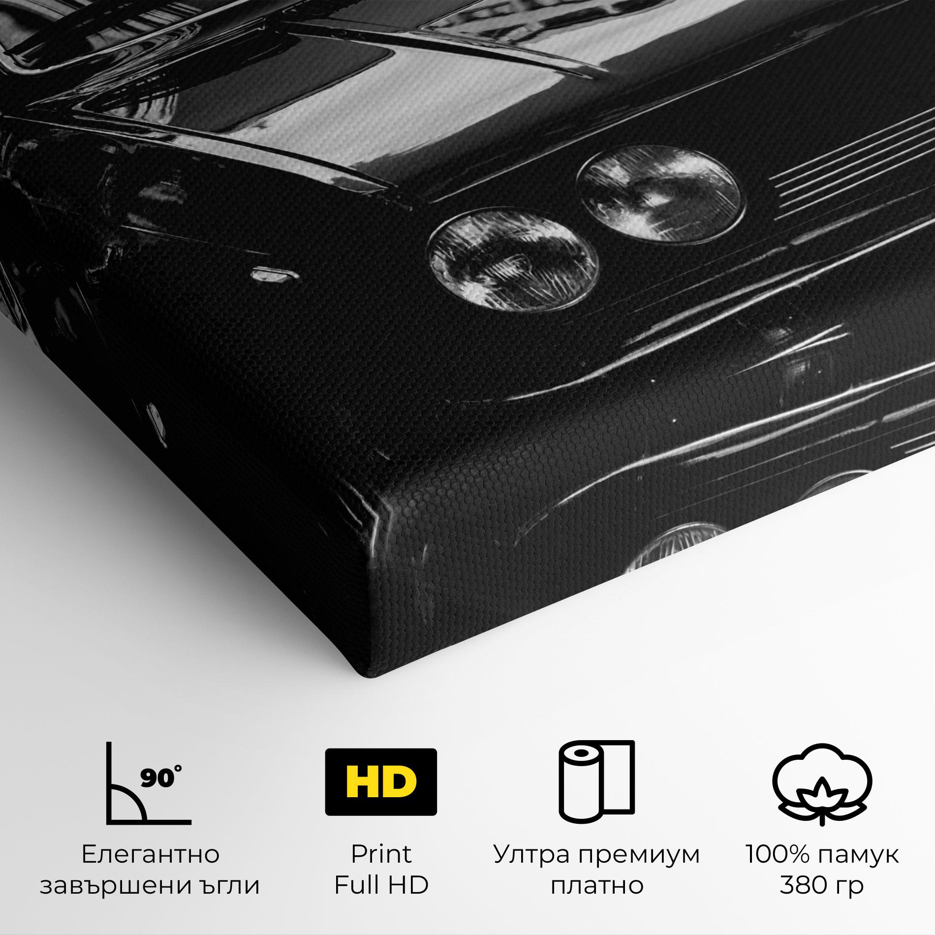 Картина на платно Black Shiny Car mockup 4