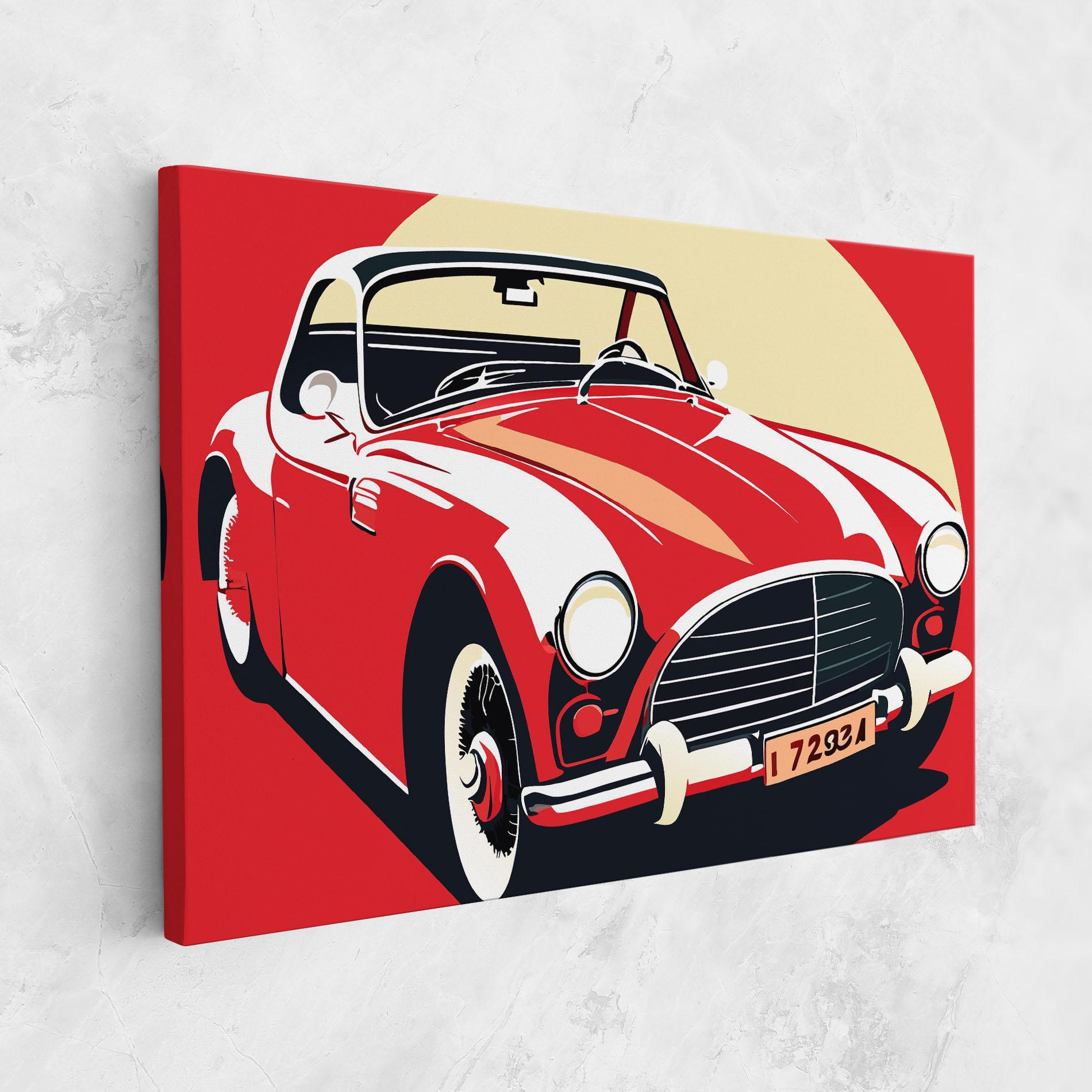 Картина на платно Red Vintage Car mockup 1