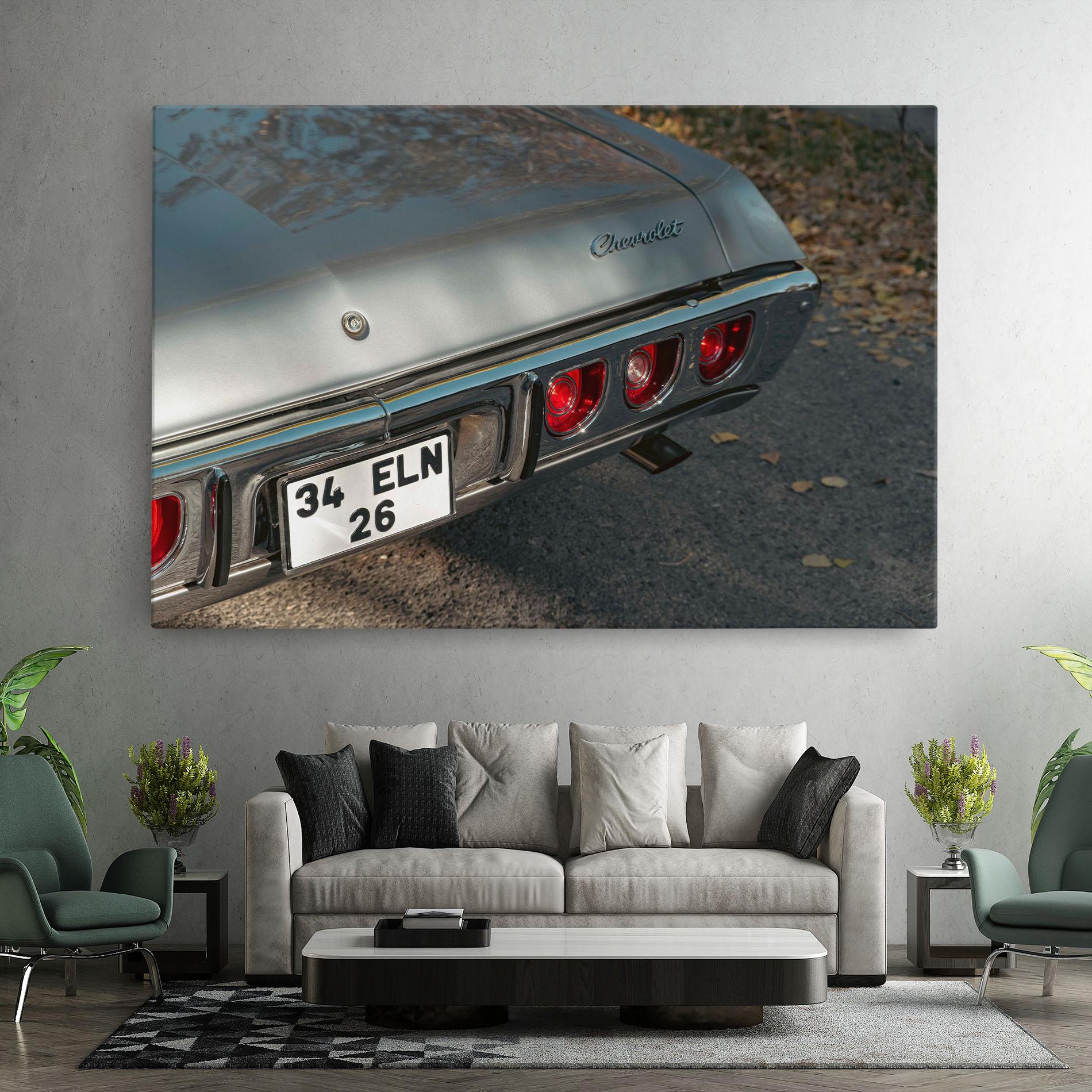 Картина на платно Old Grey Car mockup 7