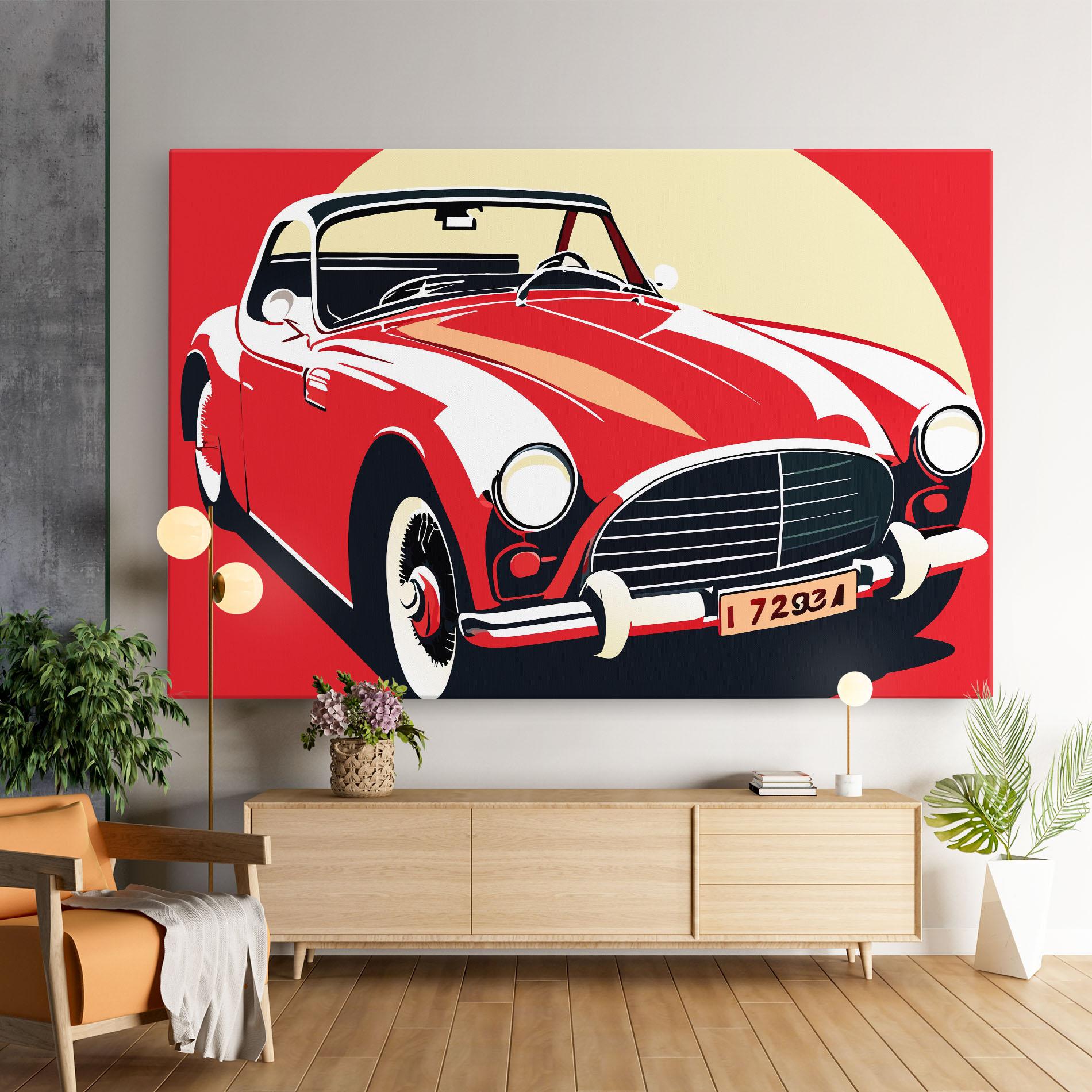 Картина на платно Red Vintage Car mockup 9