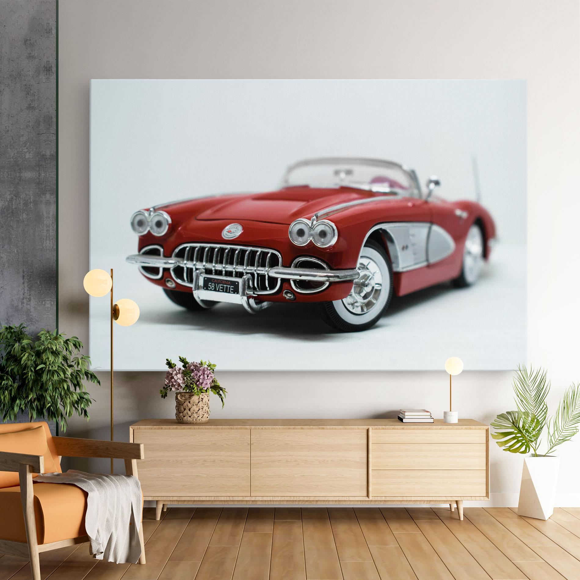 Картина на платно Vintage Red Car mockup 9