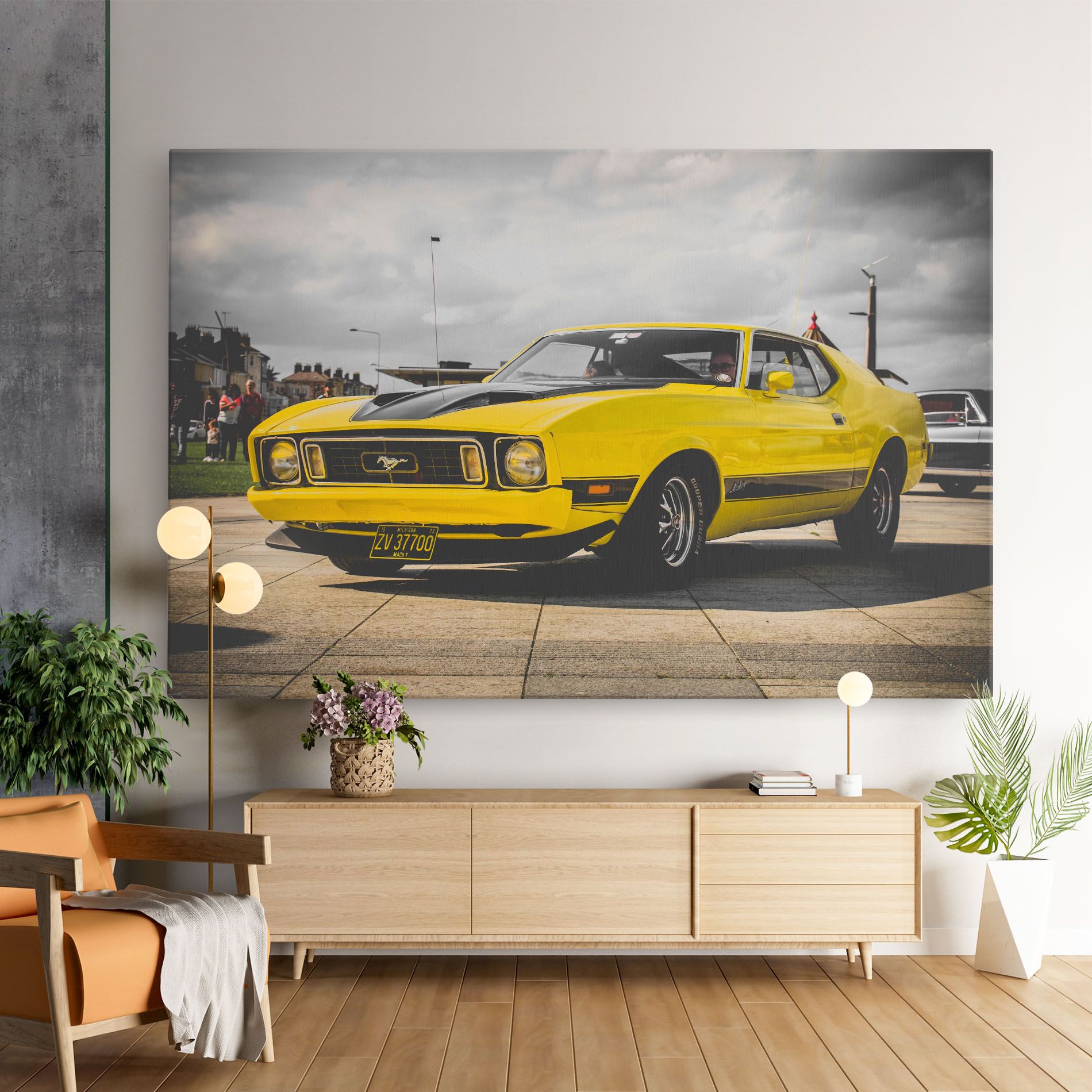 Vintage Yellow Car mockup 9