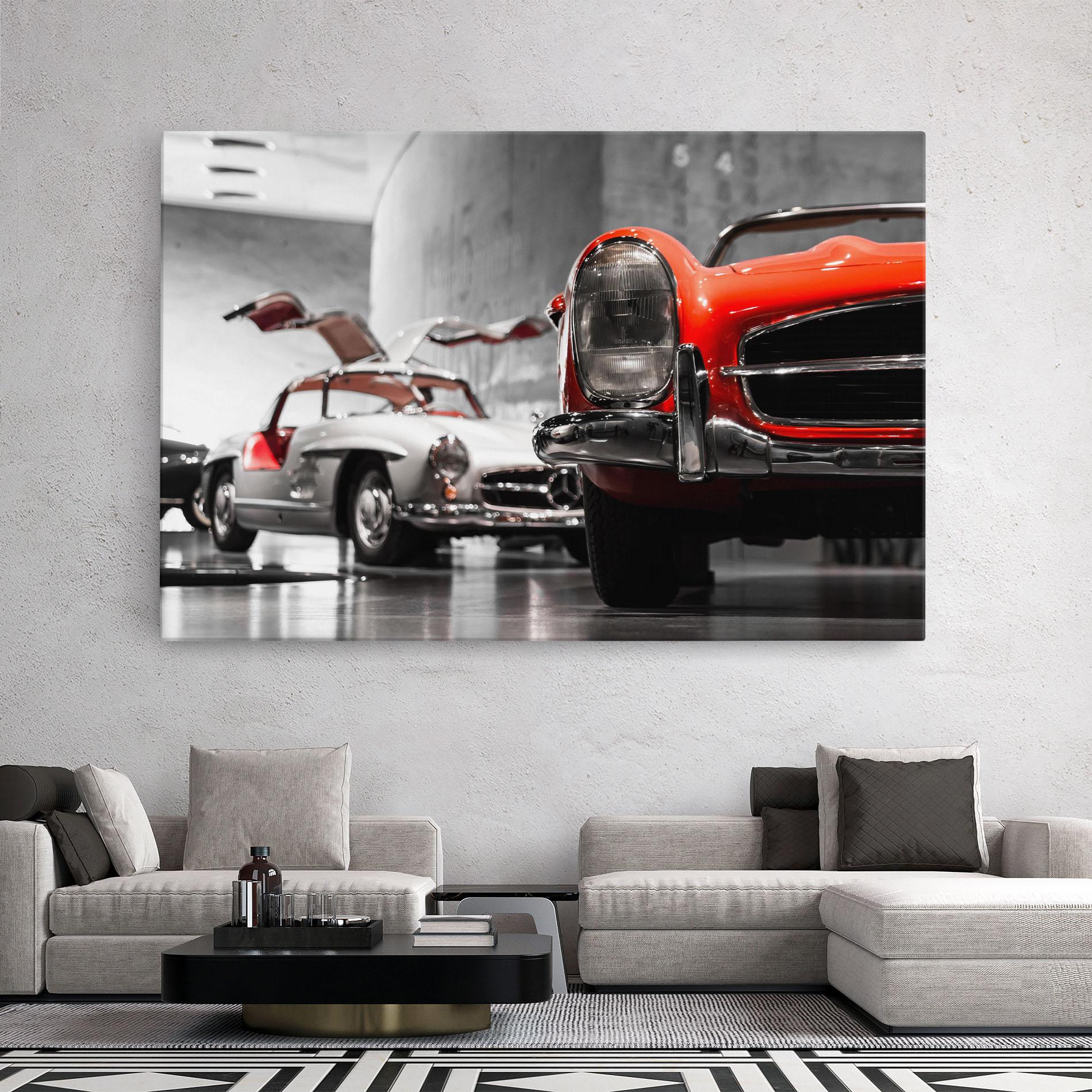 Картина на платно Vintage Red White mockup 2