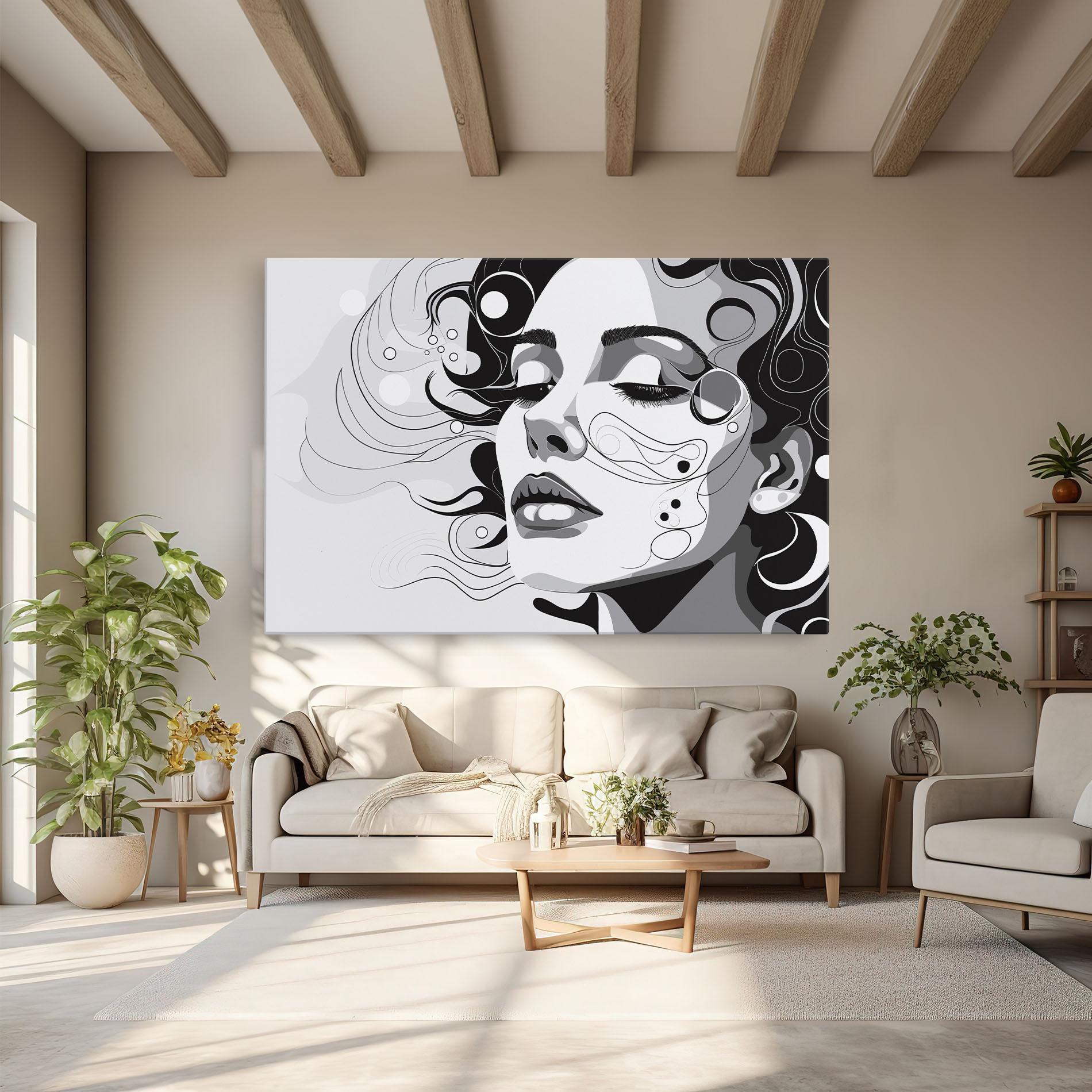 Картина на платно Grey Face Woman mockup 6