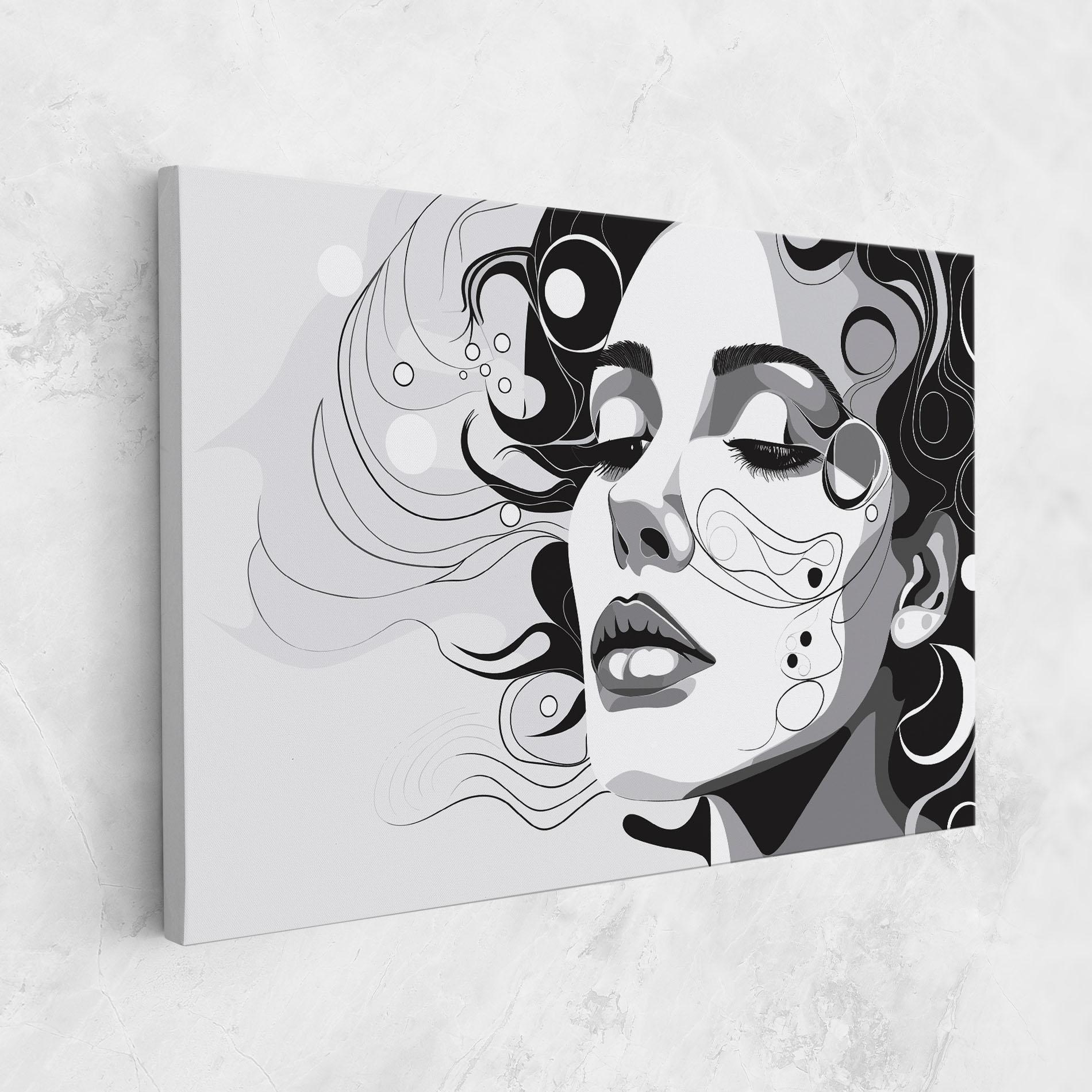 Картина на платно Grey Face Woman mockup 1