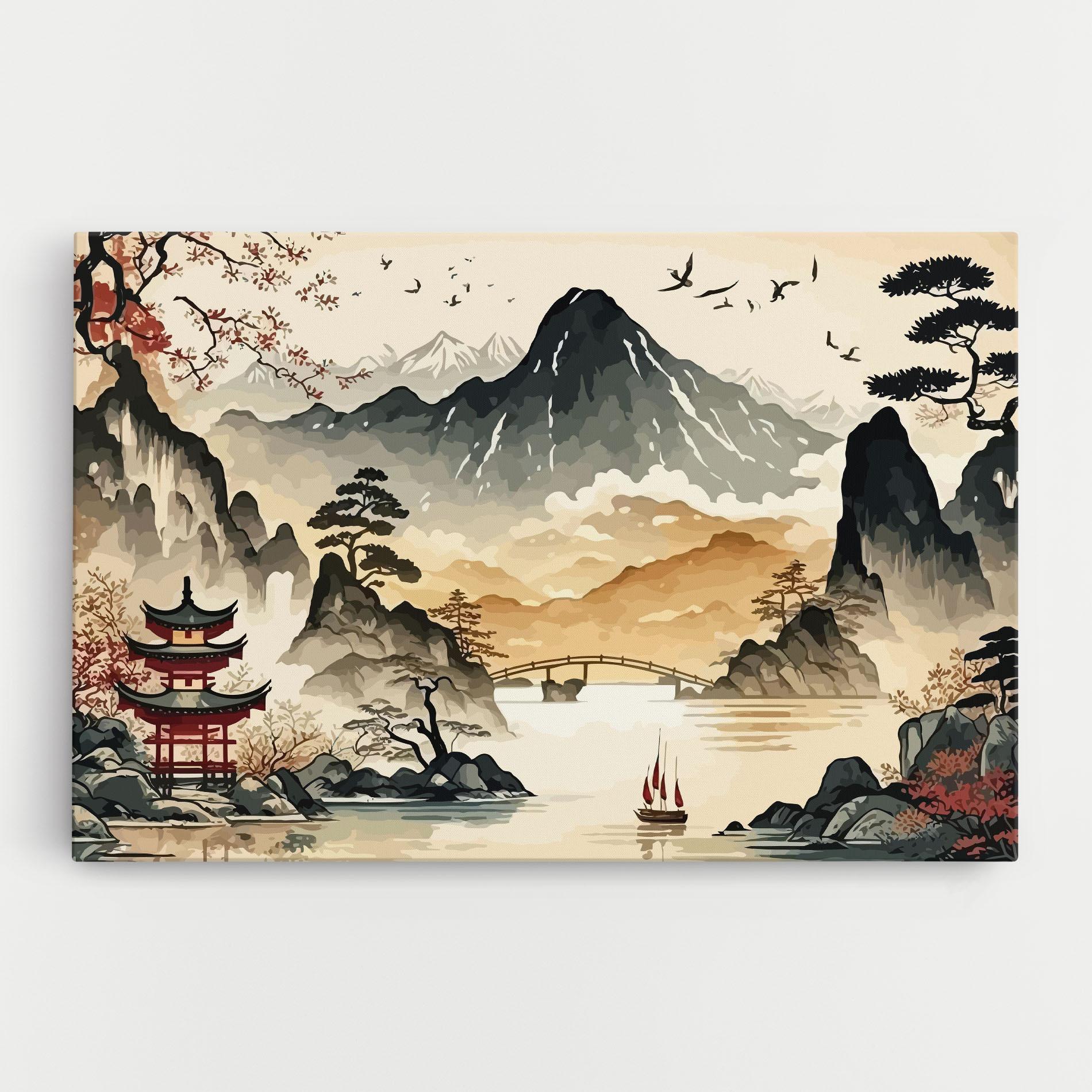 Картина на платно Asian Mountain View mockup 0
