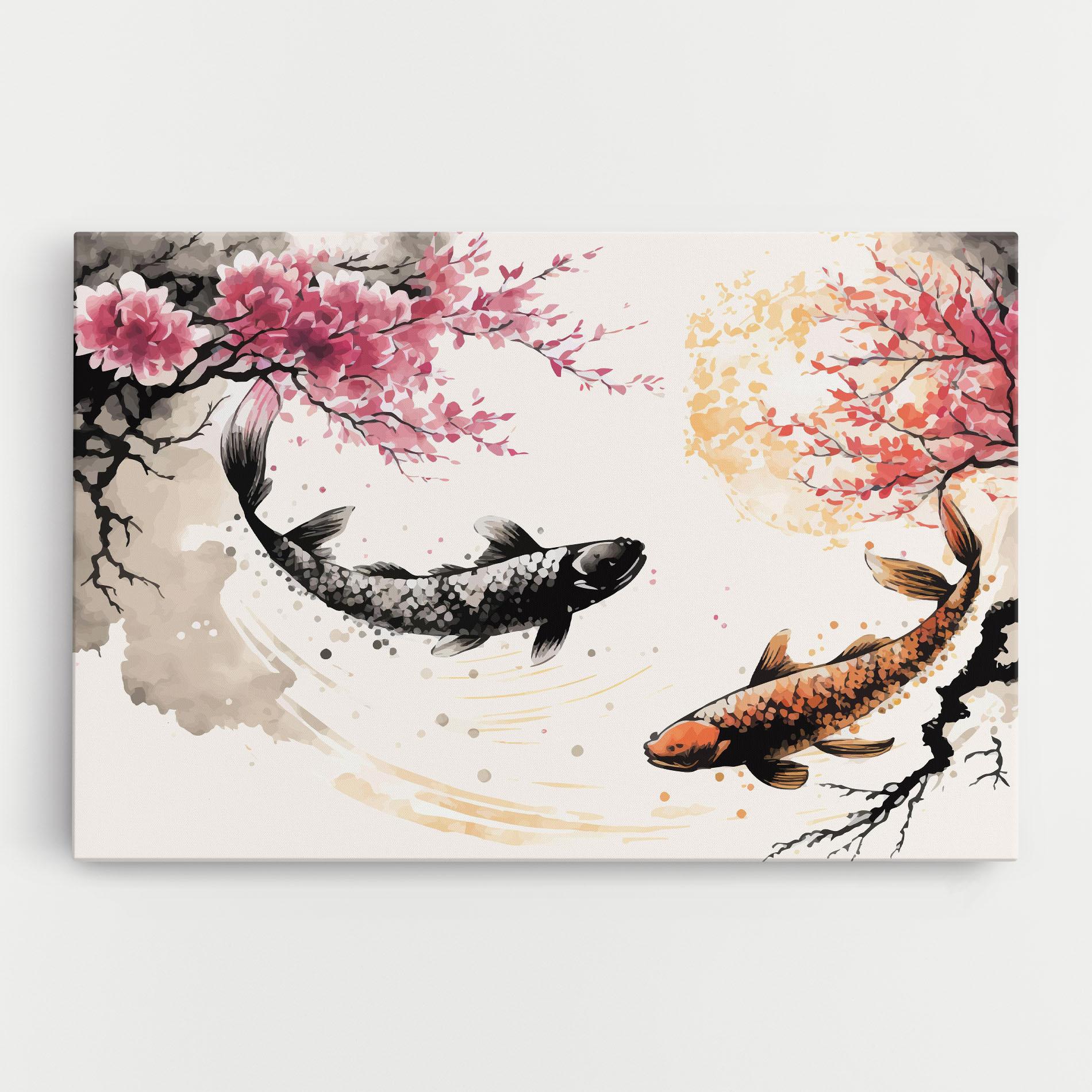 Картина на платно Asiatic Flower Fish mockup 0