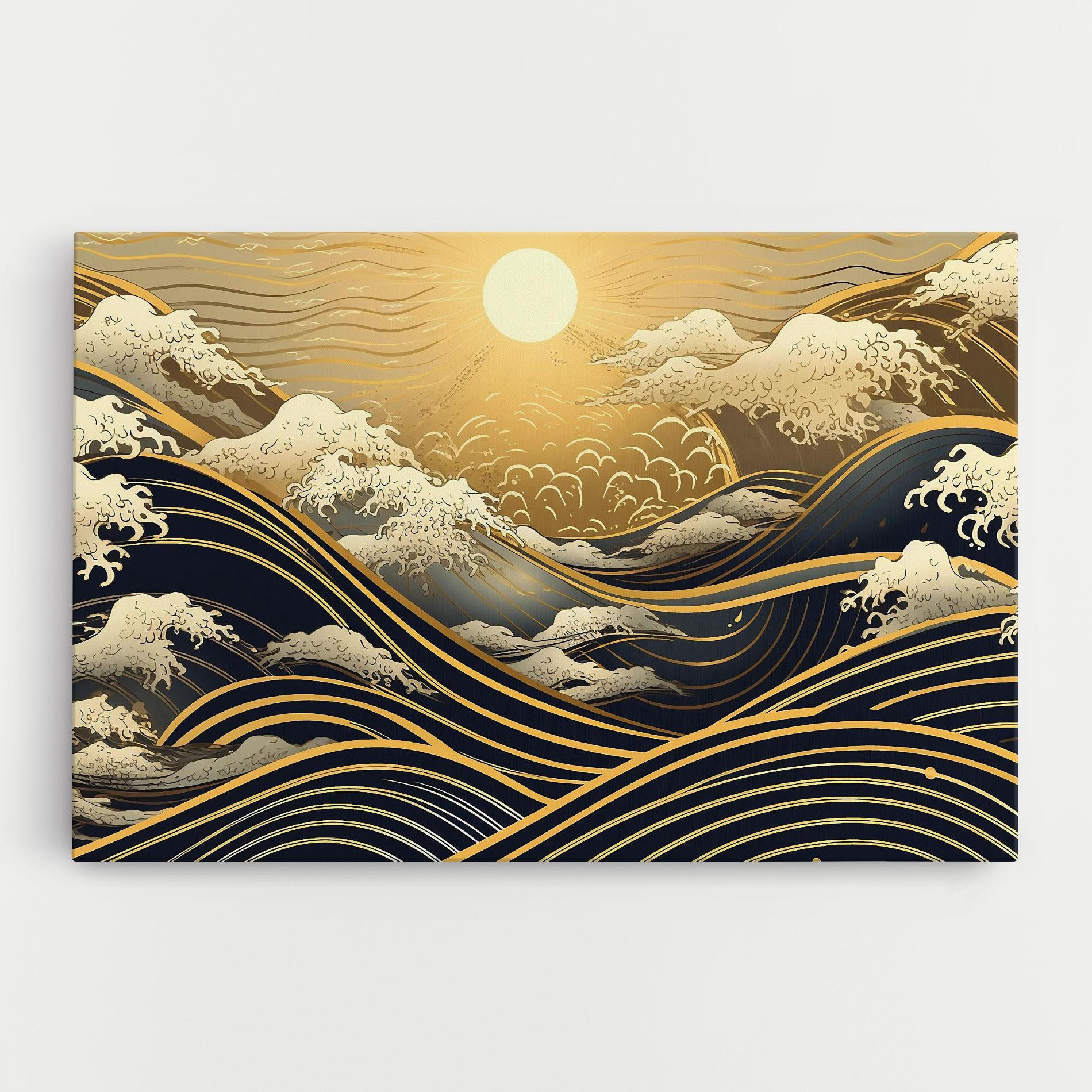 Картина на платно Gold Waves Landscape mockup 0