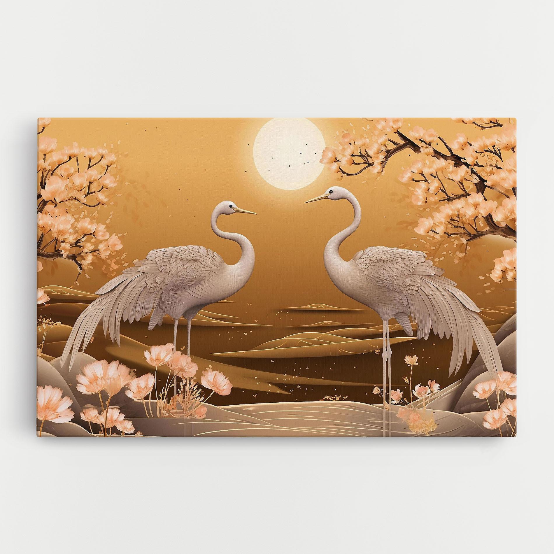 Картина на платно White Chinese Birds mockup 0