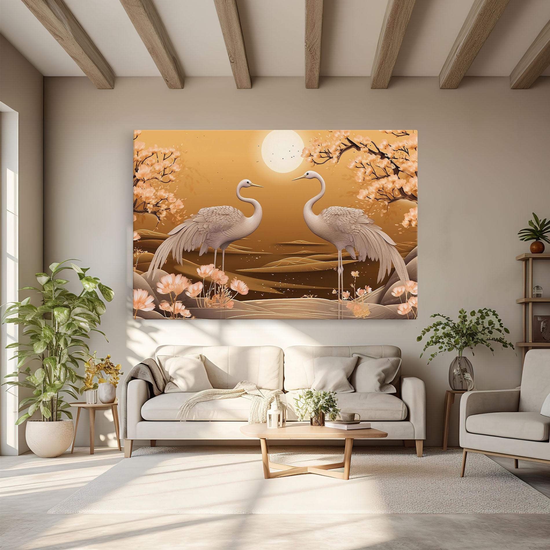Картина на платно White Chinese Birds mockup 6