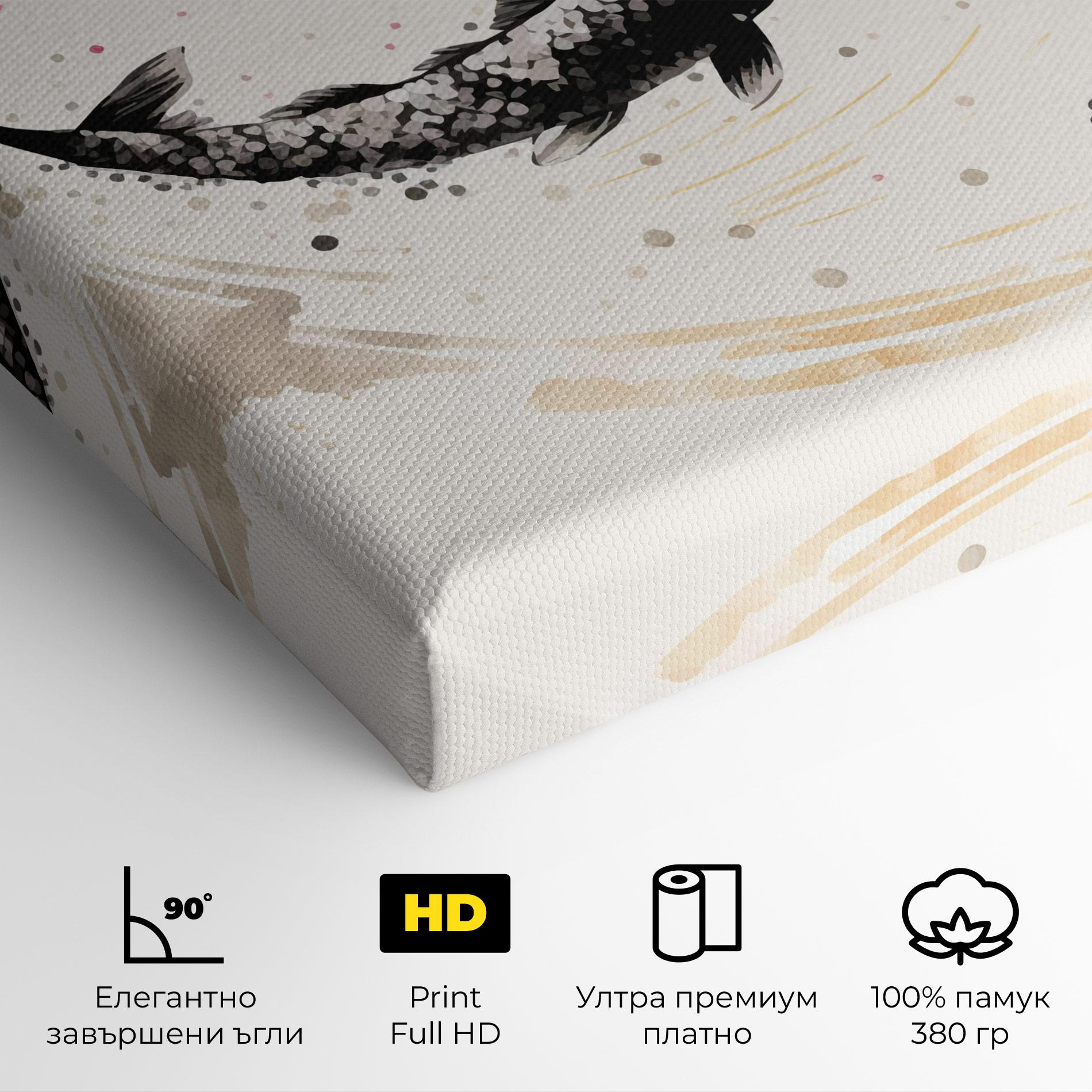 Картина на платно Asiatic Flower Fish mockup 4