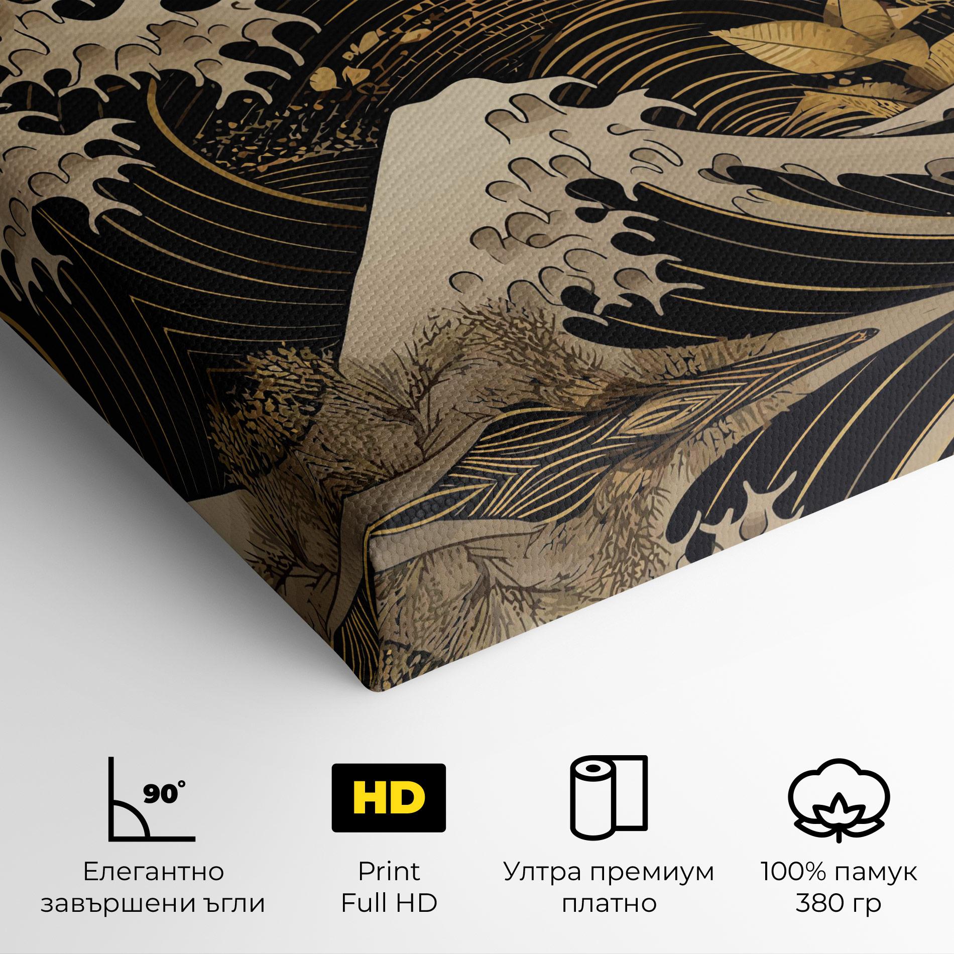 Картина на платно Asiatic Gold Wave mockup 4