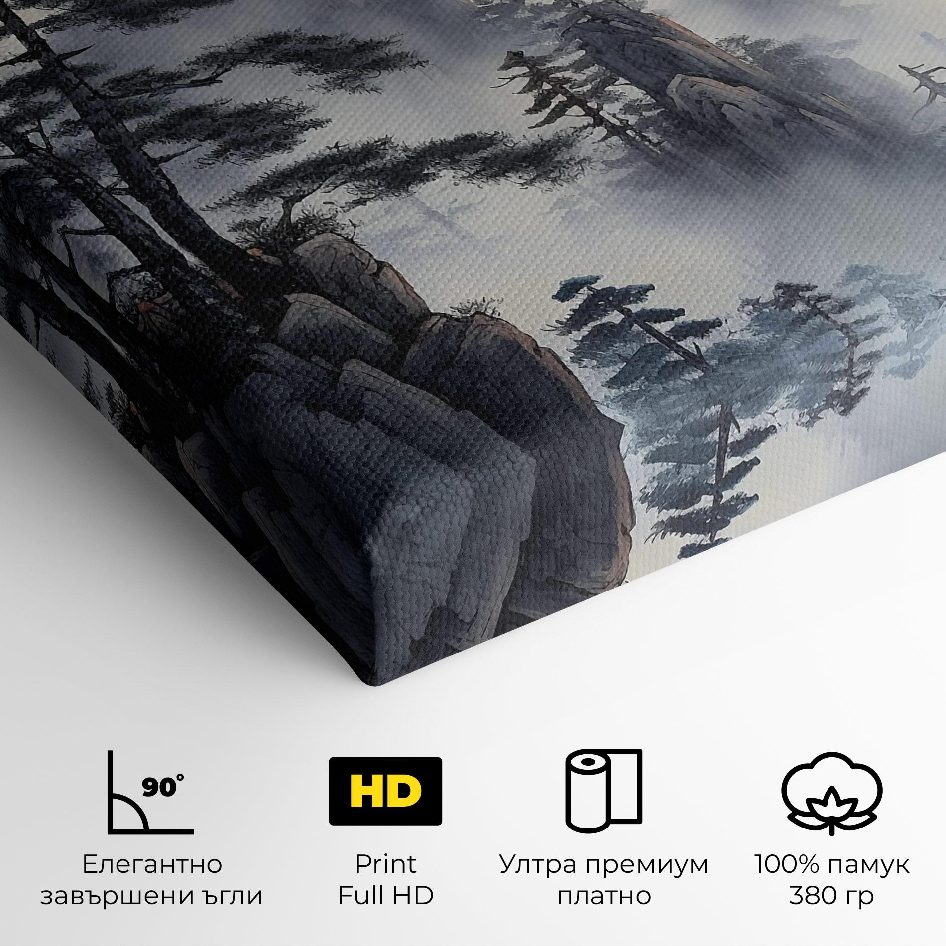 Картина на платно Fog Trees mockup 4