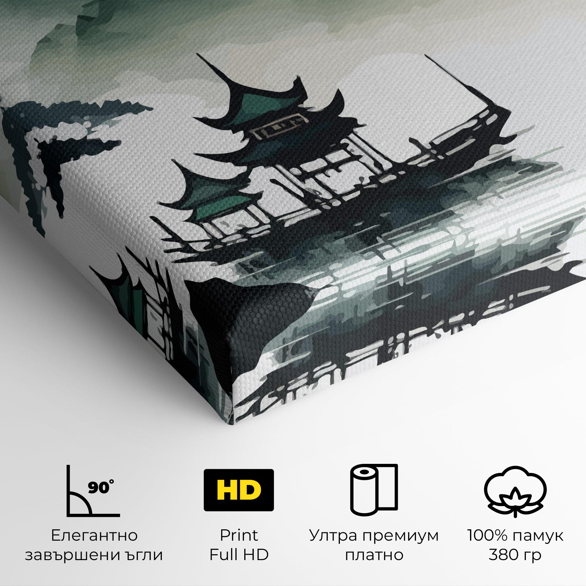 Картина на платно Green Mountain Moon mockup 4
