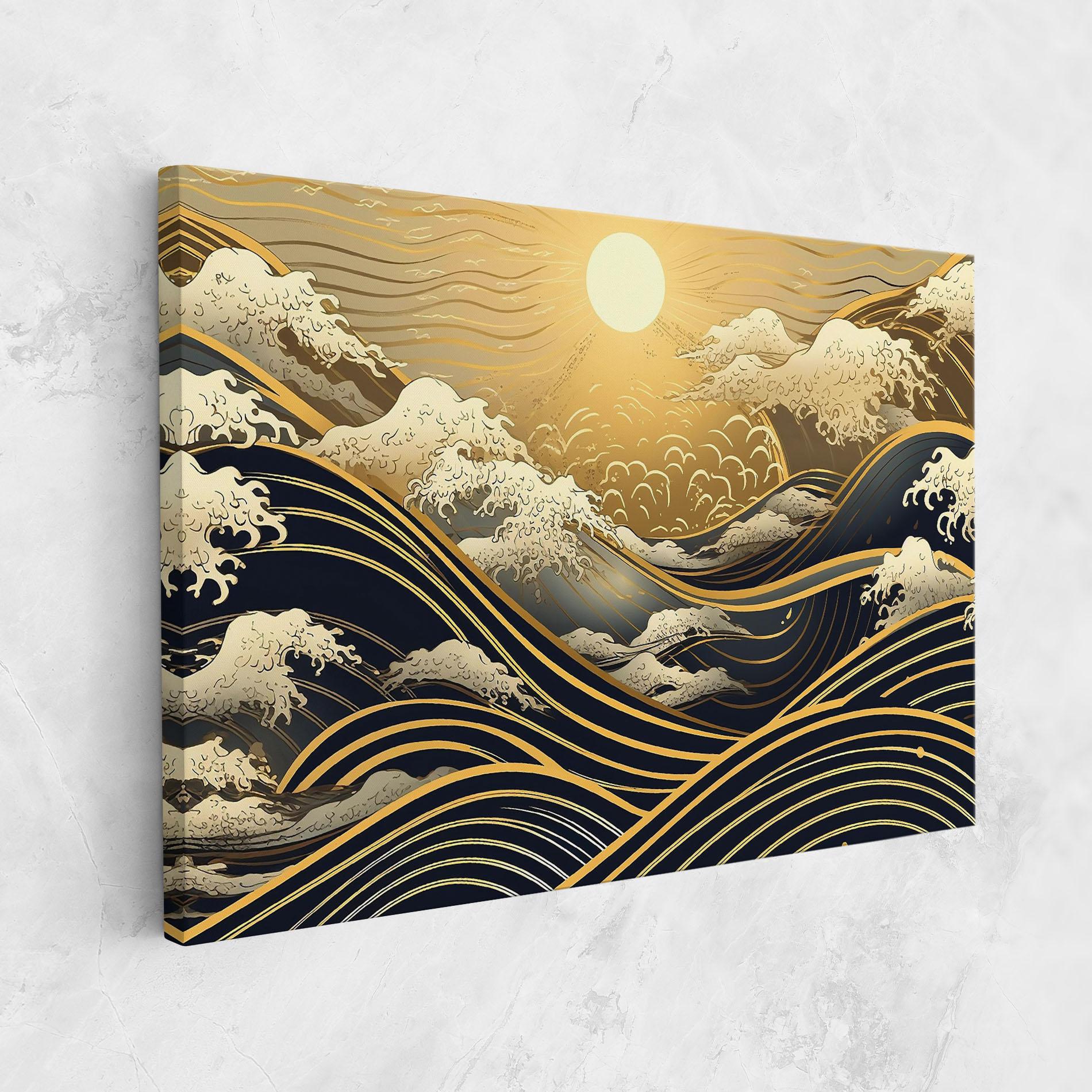 Картина на платно Gold Waves Landscape mockup 1