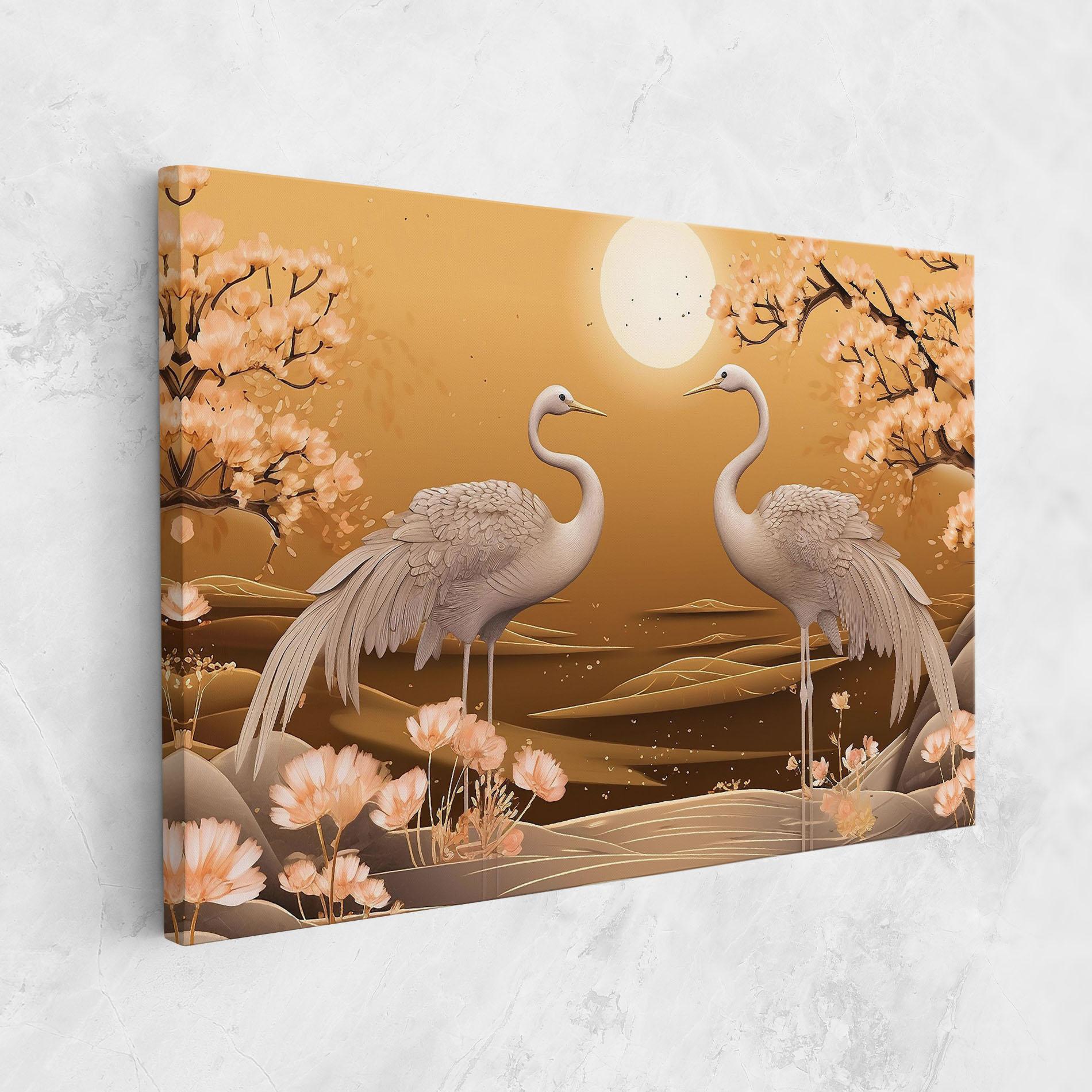 Картина на платно White Chinese Birds mockup 1