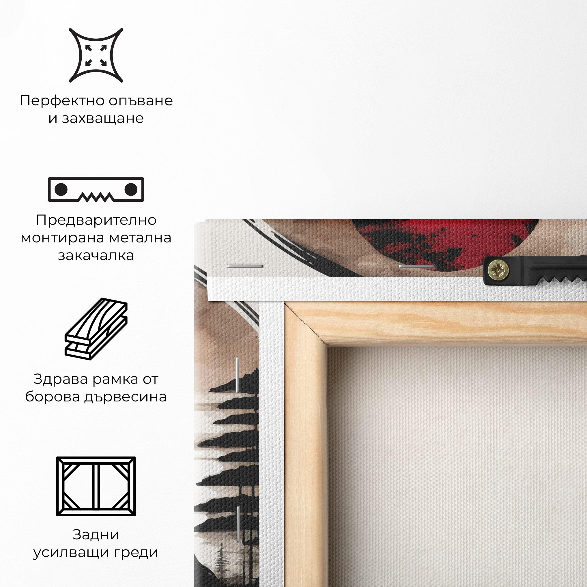 Картина на платно Asian Red Moon mockup 5