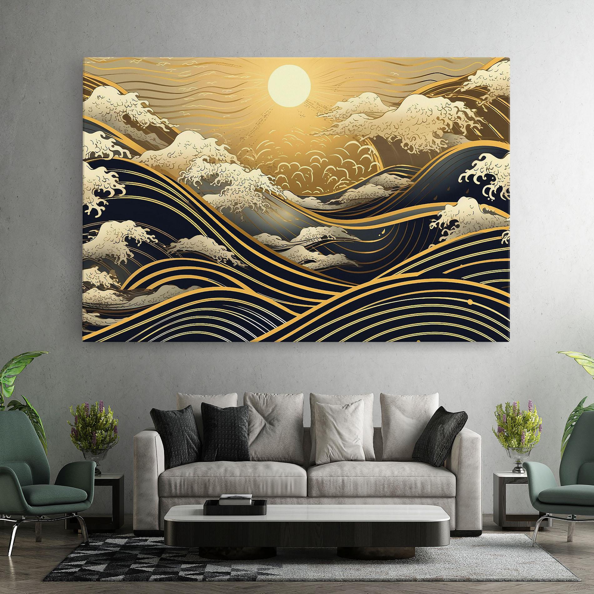 Картина на платно Gold Waves Landscape mockup 7