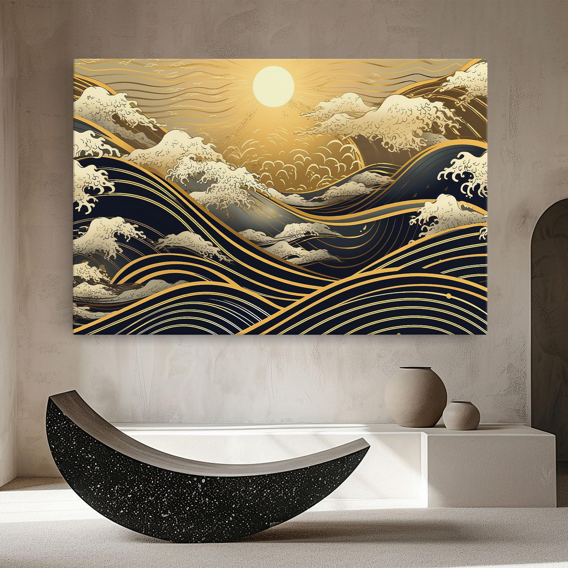 Картина на платно Gold Waves Landscape mockup 8