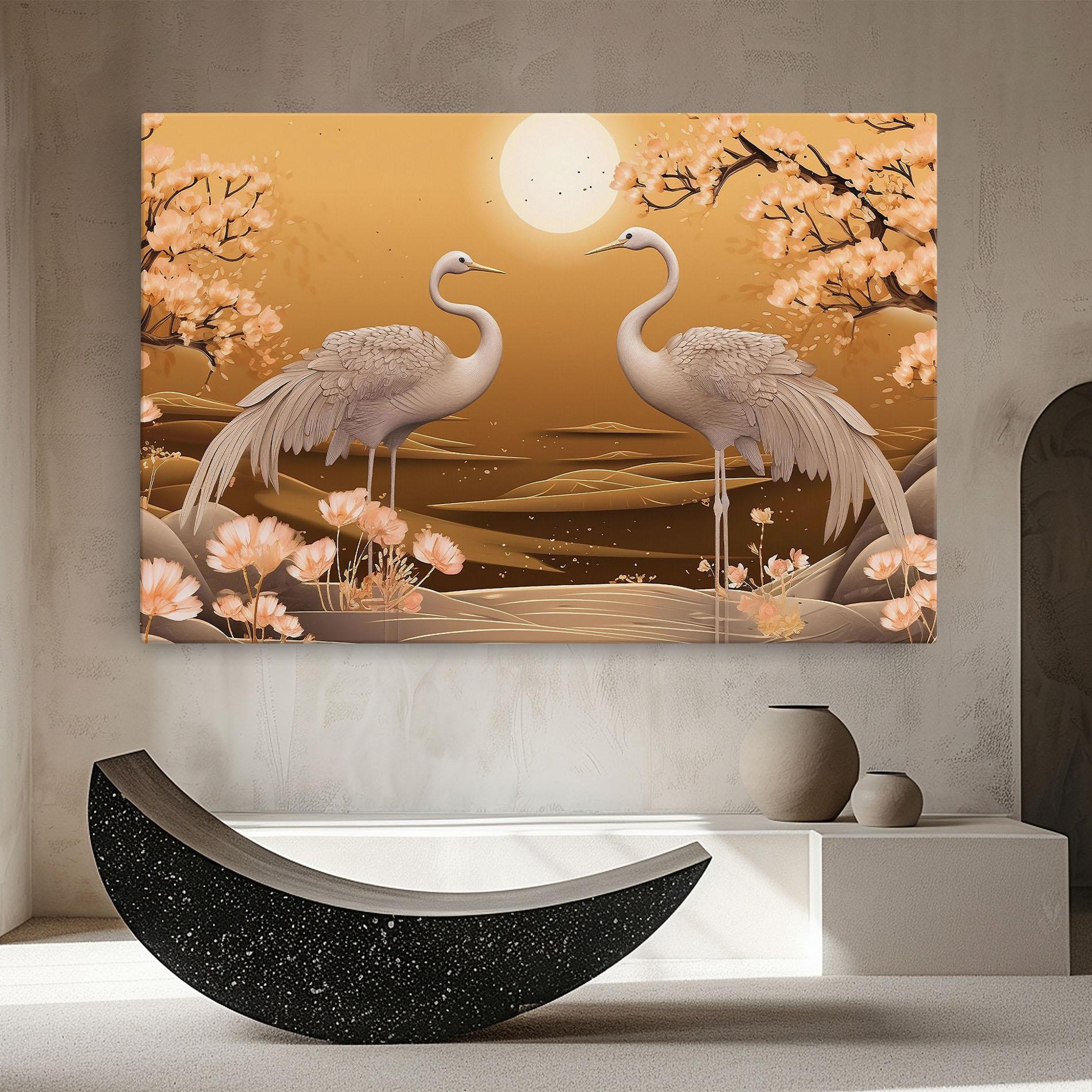 Картина на платно White Chinese Birds mockup 8