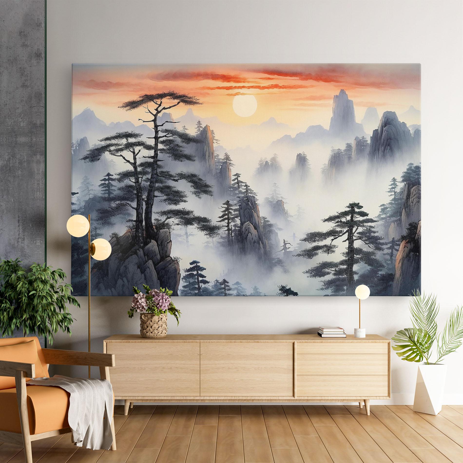 Картина на платно Fog Trees mockup 9