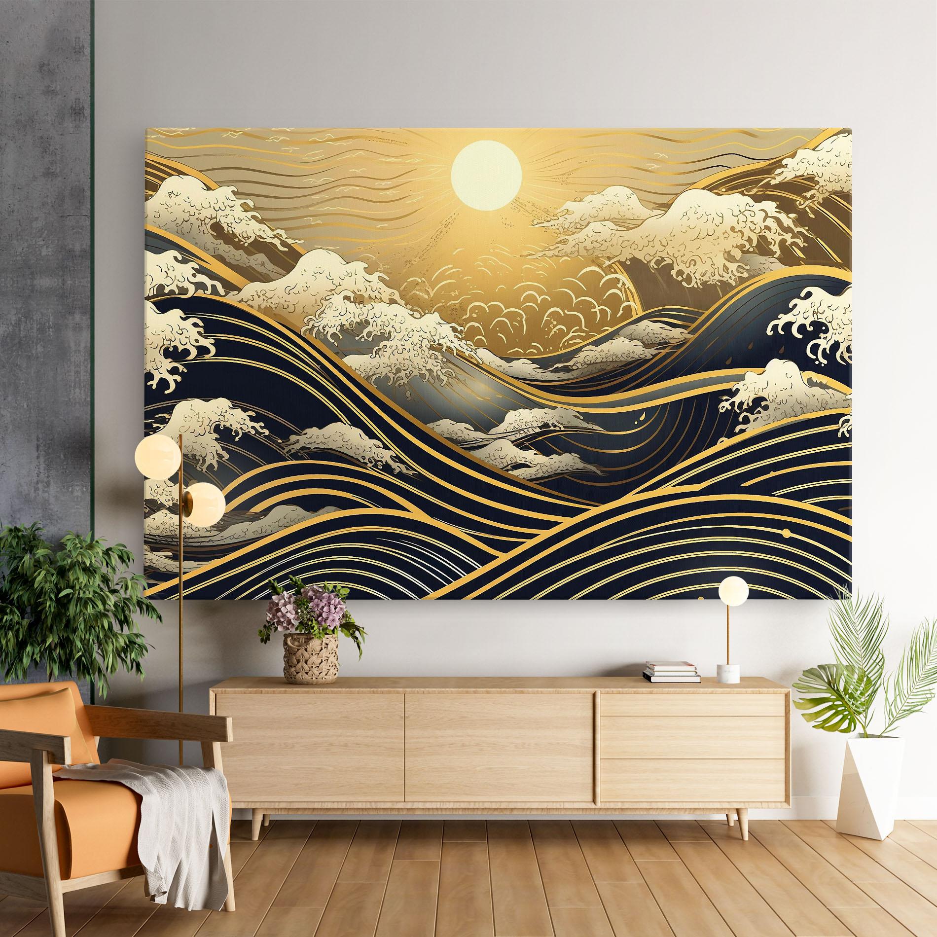 Картина на платно Gold Waves Landscape mockup 9