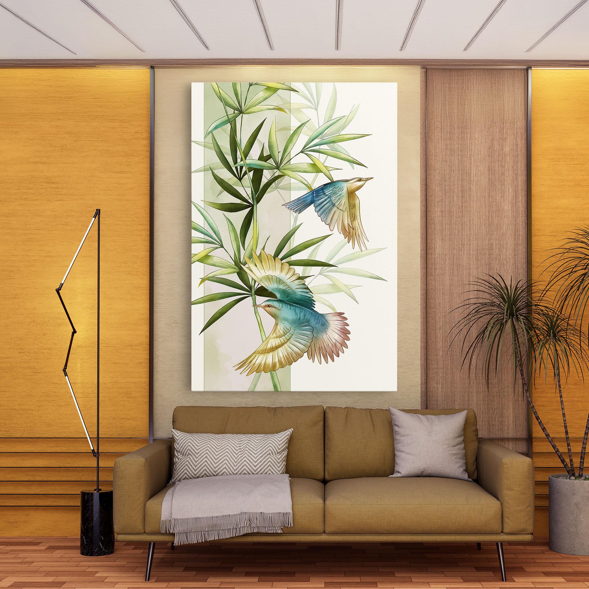 Картина на платно Asiatic Blue Birds mockup 9
