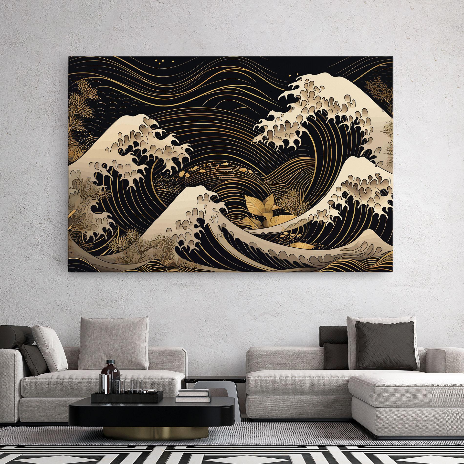 Картина на платно Asiatic Gold Wave mockup 2